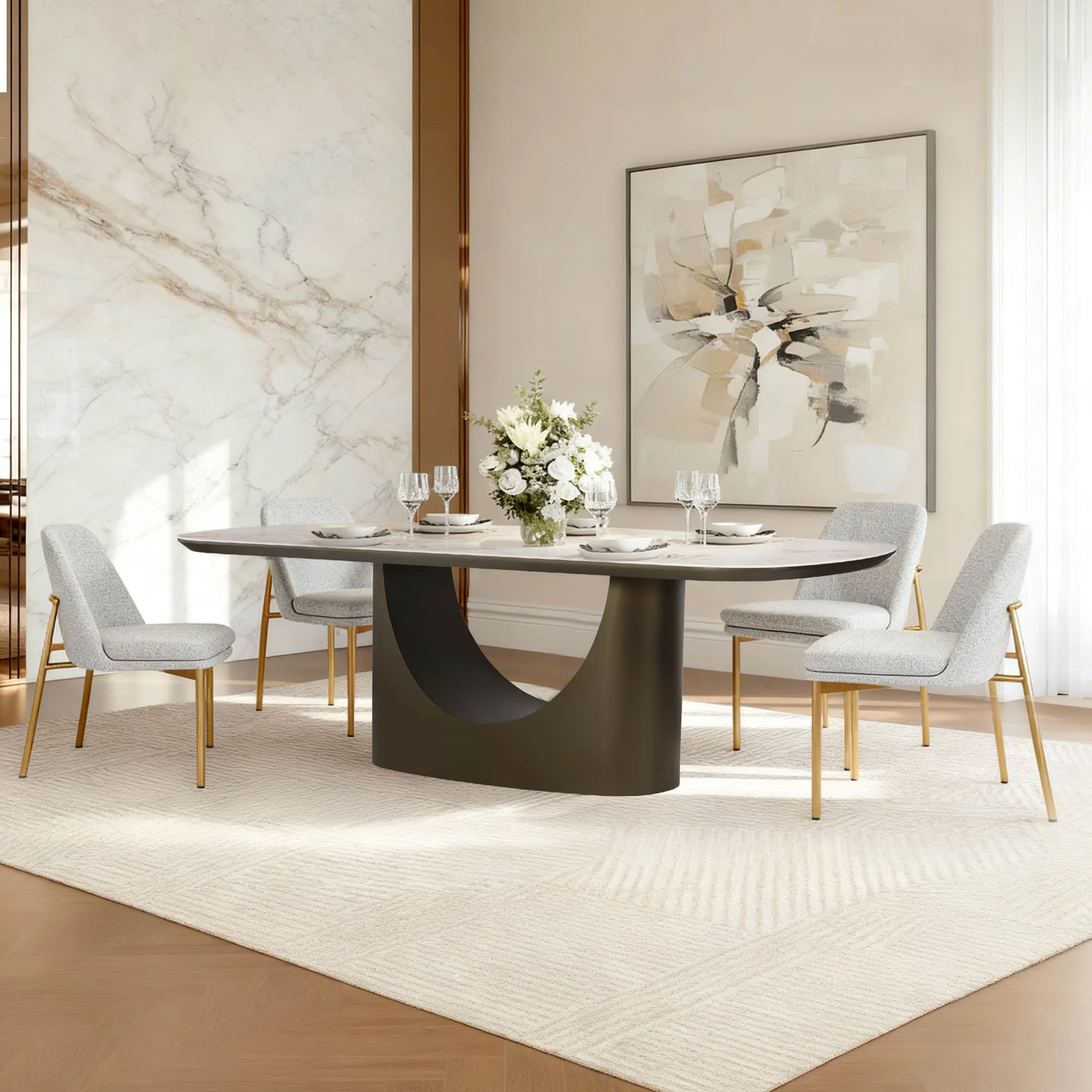 Layla - 71" Sintered Stone Dining Table Set for 4-6 - Image 5