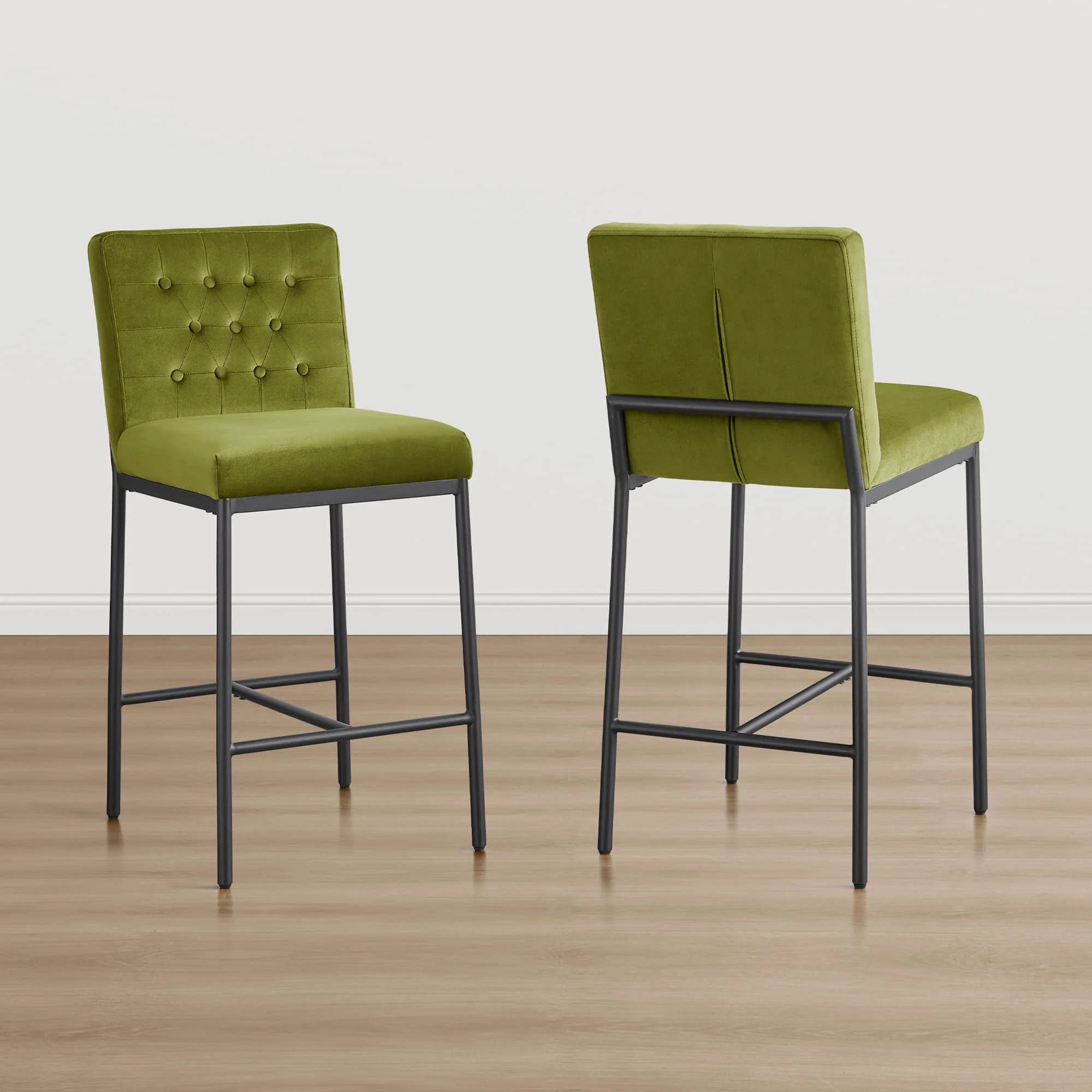 Layla Retro Tufted-design Counter Stool with Metal Base (Set of 2） - Image 29