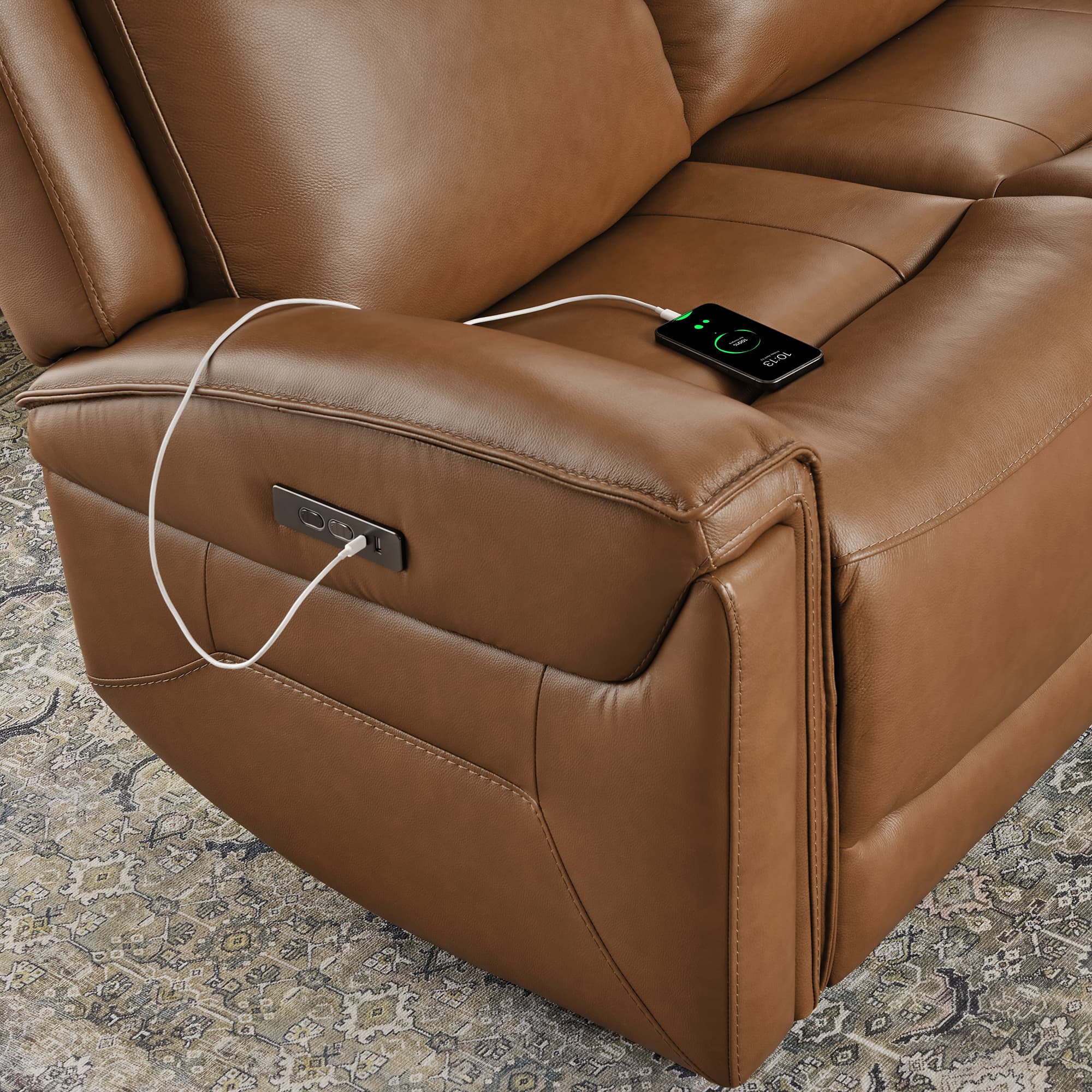 Leif Modern Top-Grain Leather Super Zero Gravity Reclining Sofa - Image 65
