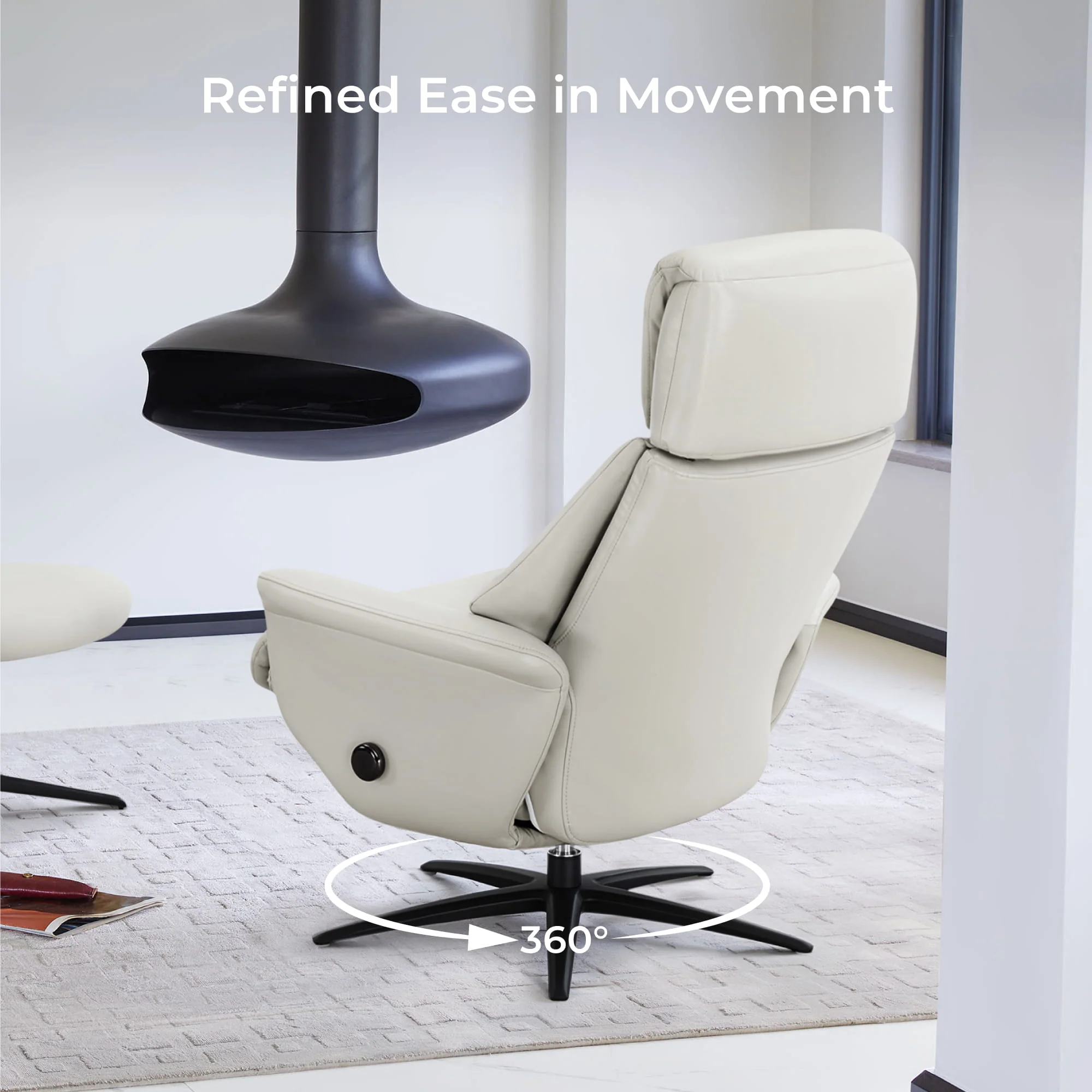 Leslie Genuine Leather Swivel Reclining Chair & Ottoman - Image 112