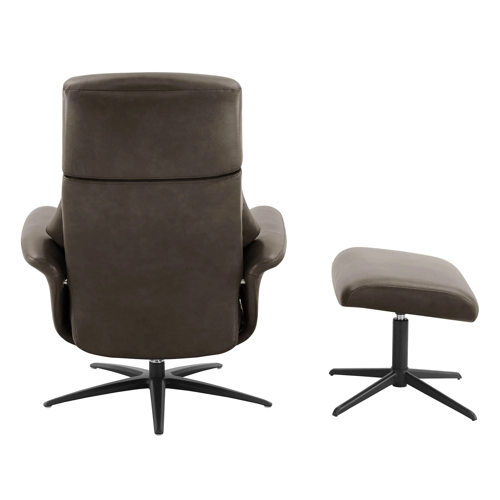 Leslie Genuine Leather Swivel Reclining Chair & Ottoman - Image 18