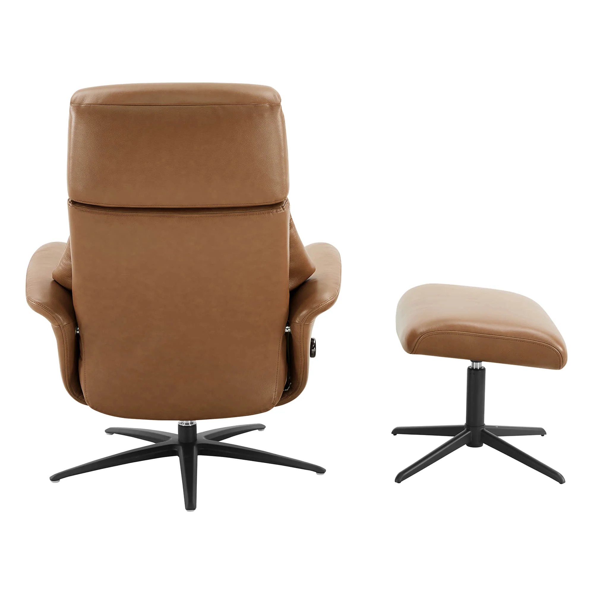 Leslie Genuine Leather Swivel Reclining Chair & Ottoman - Image 29