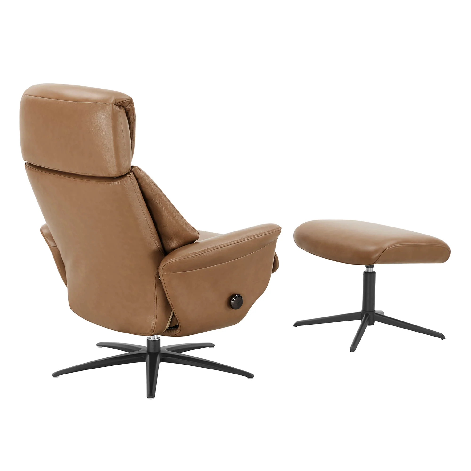 Leslie Genuine Leather Swivel Reclining Chair & Ottoman - Image 39