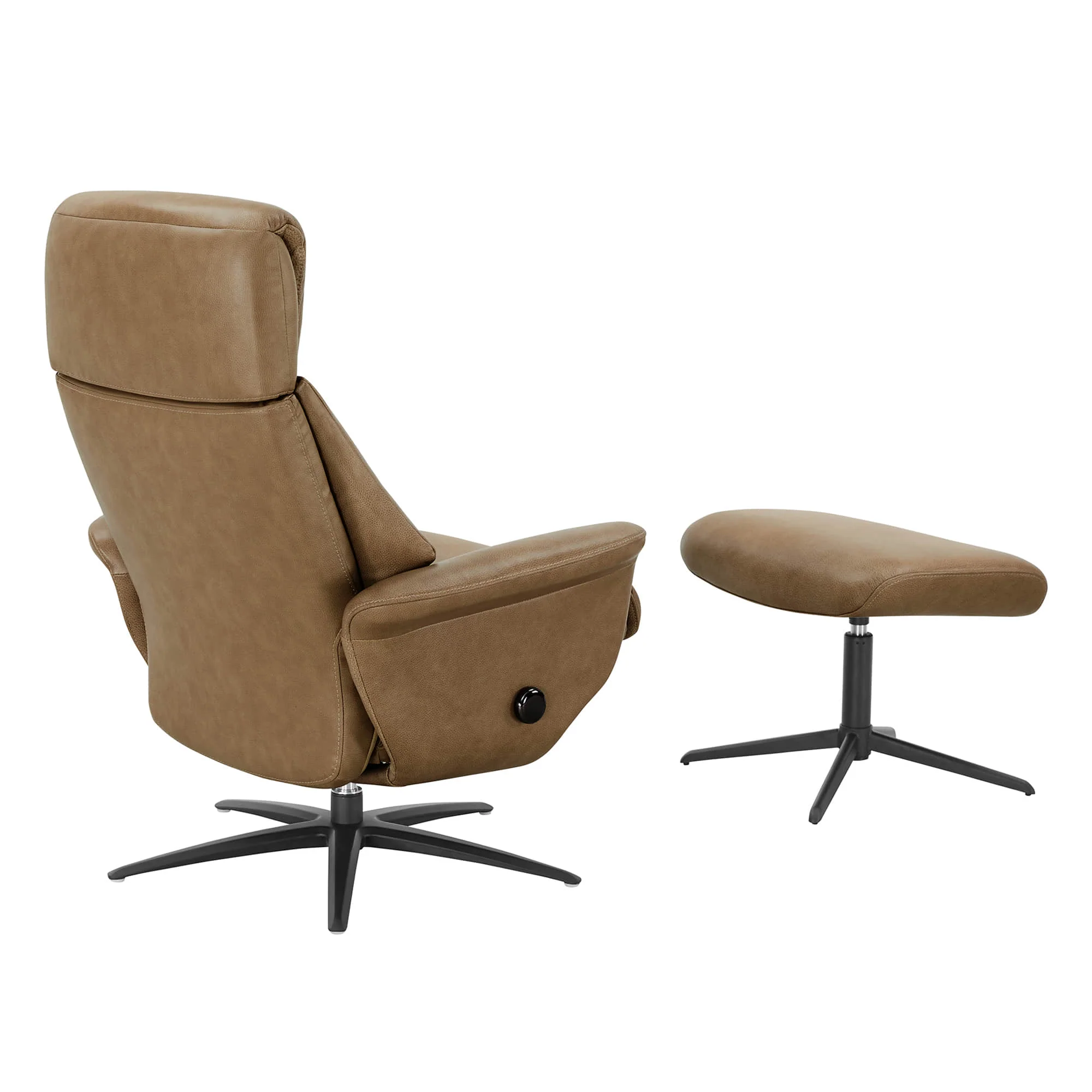 Leslie Genuine Leather Swivel Reclining Chair & Ottoman - Image 40