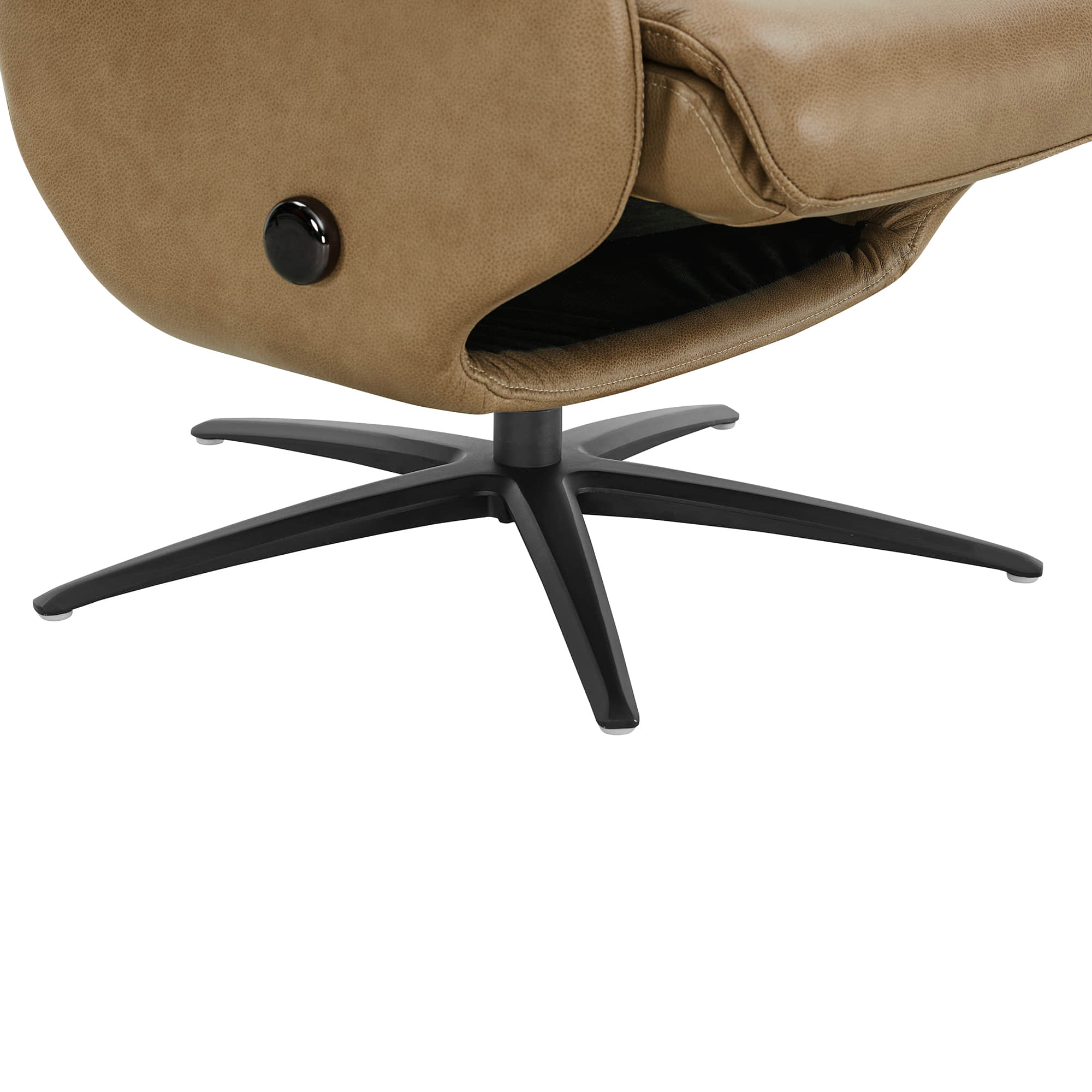 Leslie Genuine Leather Swivel Reclining Chair & Ottoman - Image 63