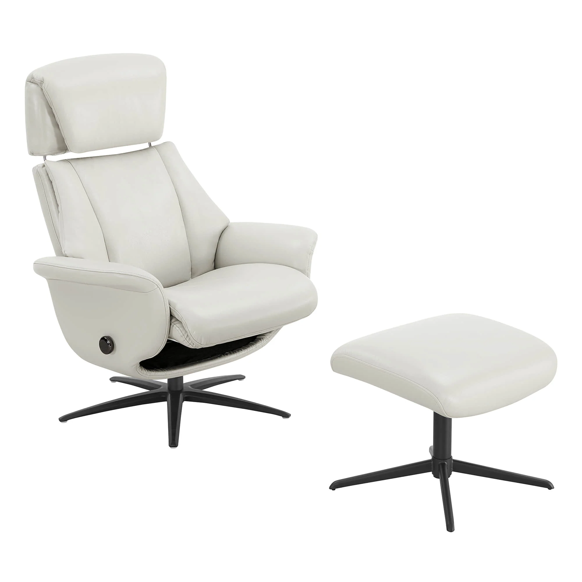 Leslie Genuine Leather Swivel Reclining Chair & Ottoman - Image 95