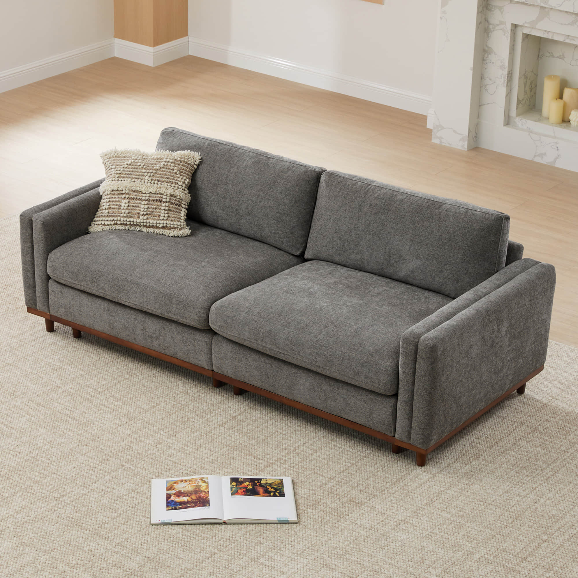 Liam 2-Piece Overstuffed Feather Wood Base Sectional Sofa - Image 11
