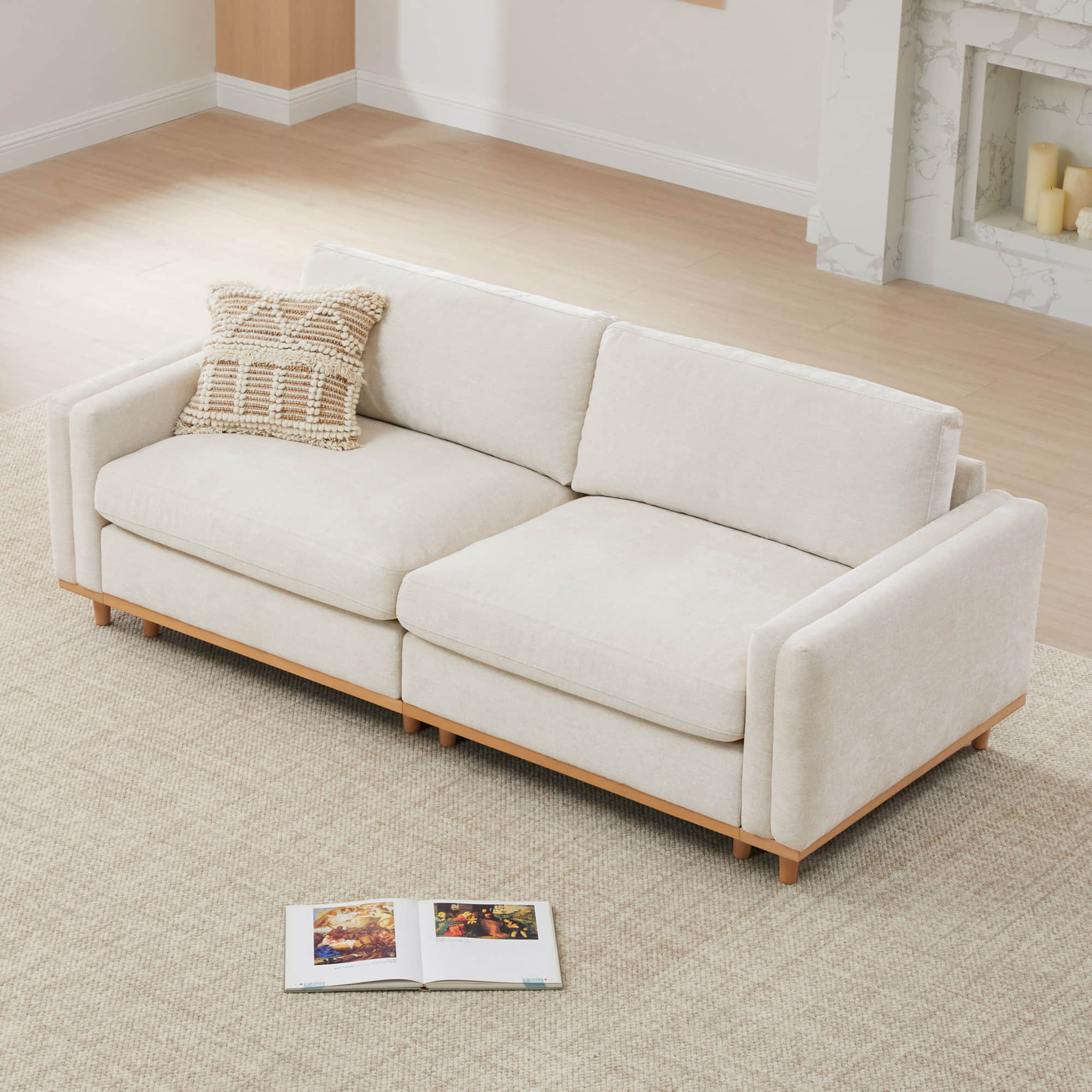 Liam 2-Piece Overstuffed Feather Wood Base Sectional Sofa - Image 2
