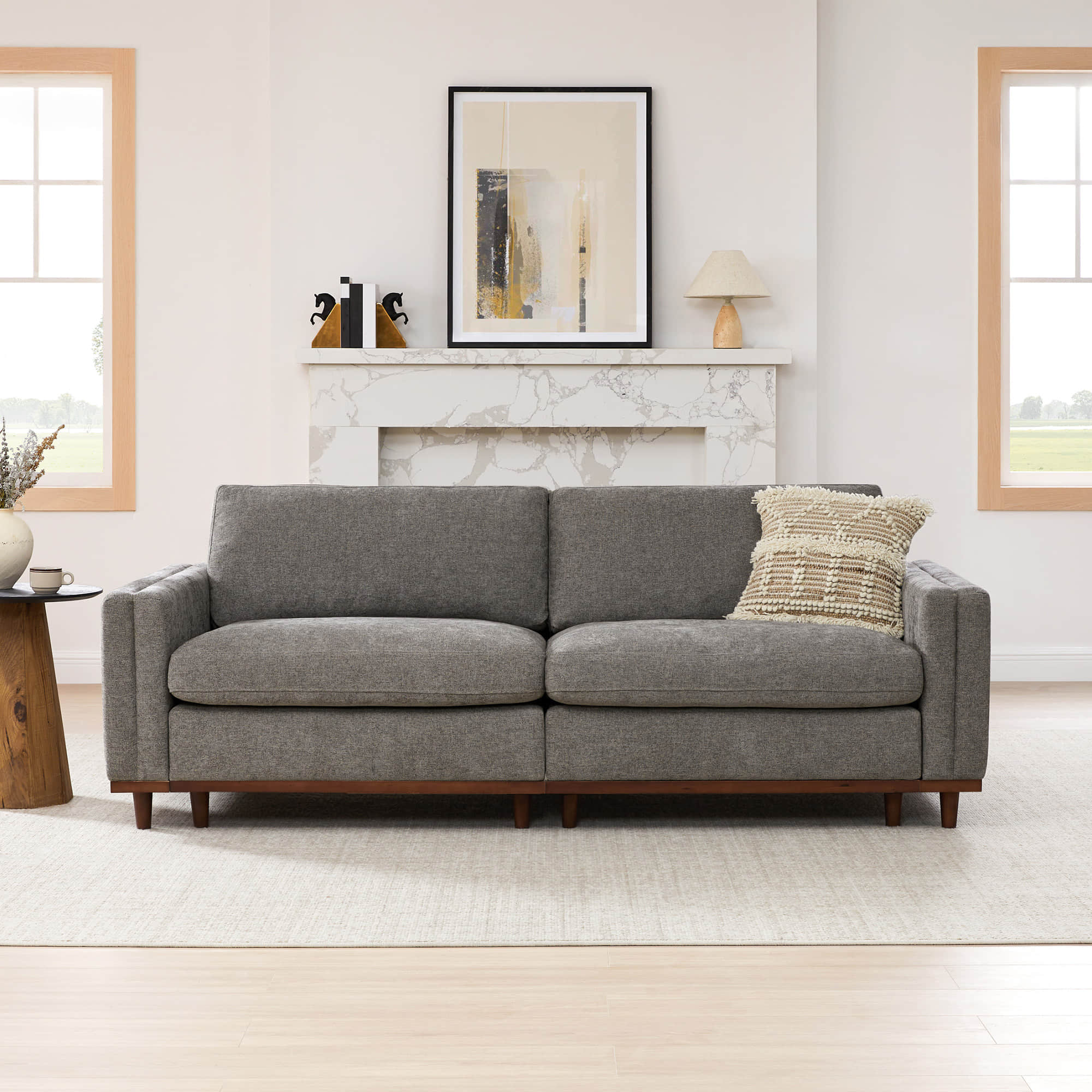 Liam 2-Piece Overstuffed Feather Wood Base Sectional Sofa - Image 9