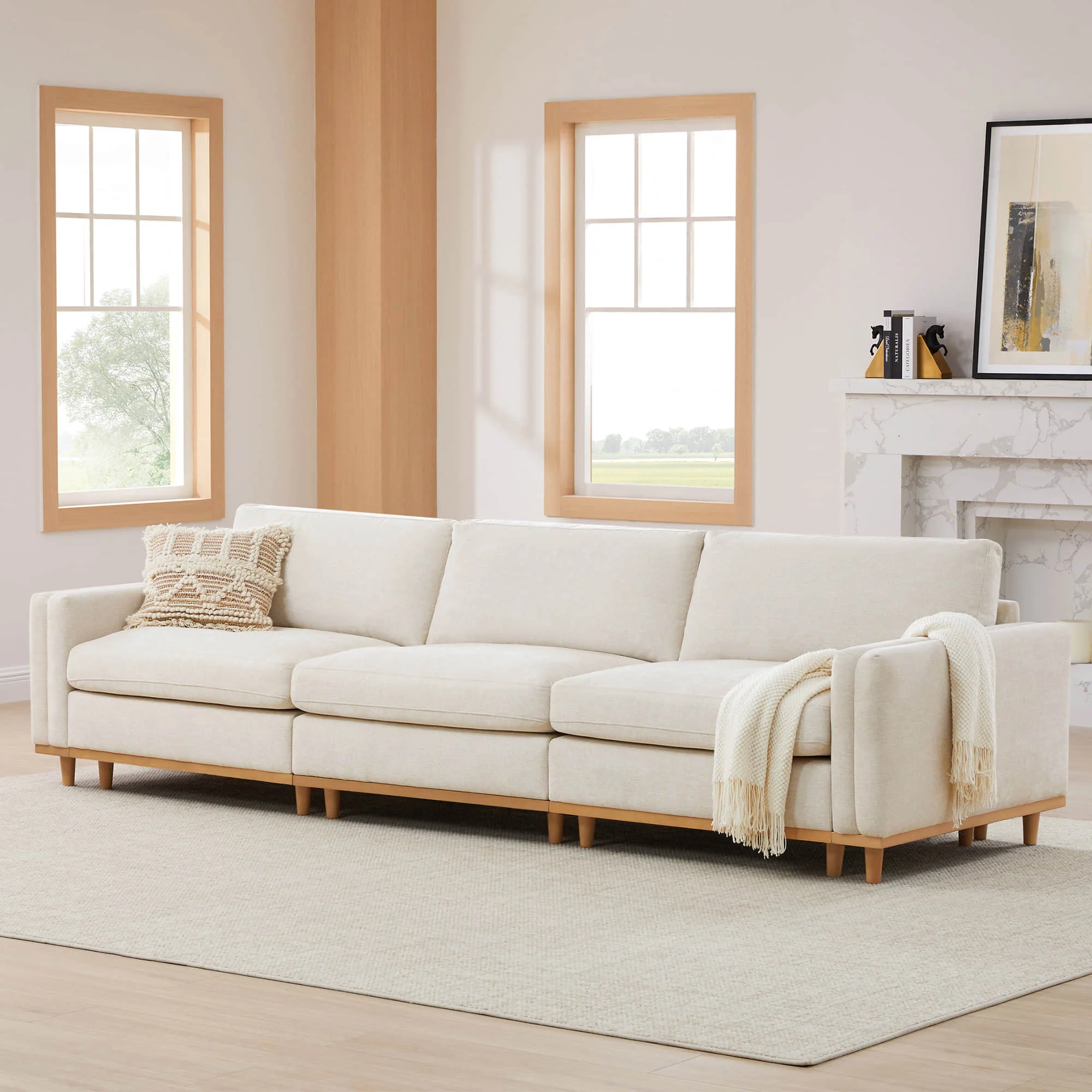 Liam 3-Piece Overstuffed Feather Wood Base Sectional Sofa - Image 3