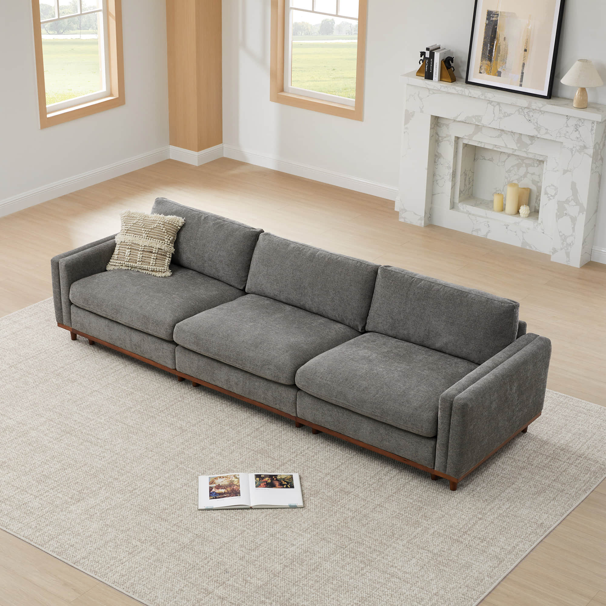 Liam 3-Piece Overstuffed Feather Wood Base Sectional Sofa - Image 39