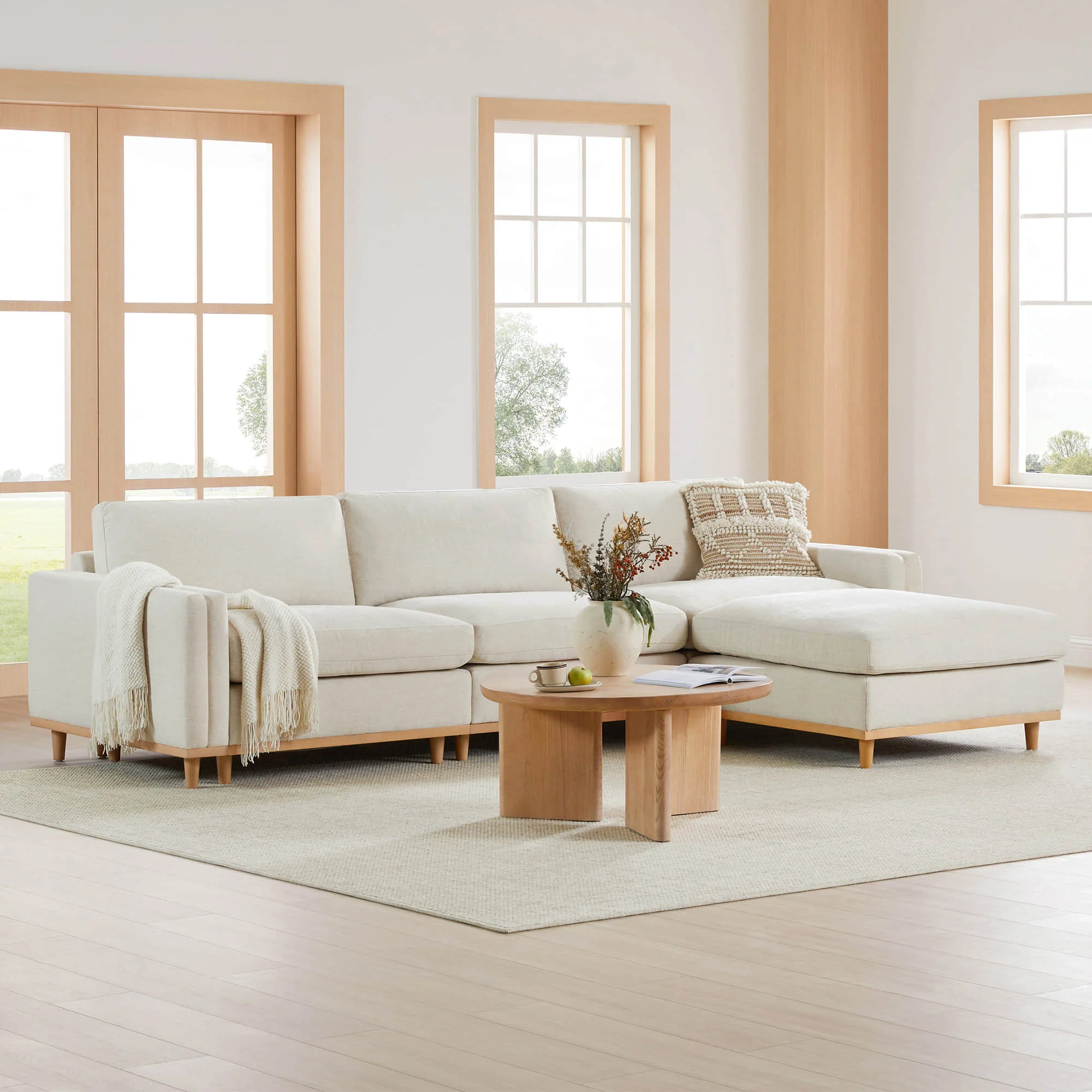 Liam 4-Piece Overstuffed Feather Wood Base Sectional Sofa