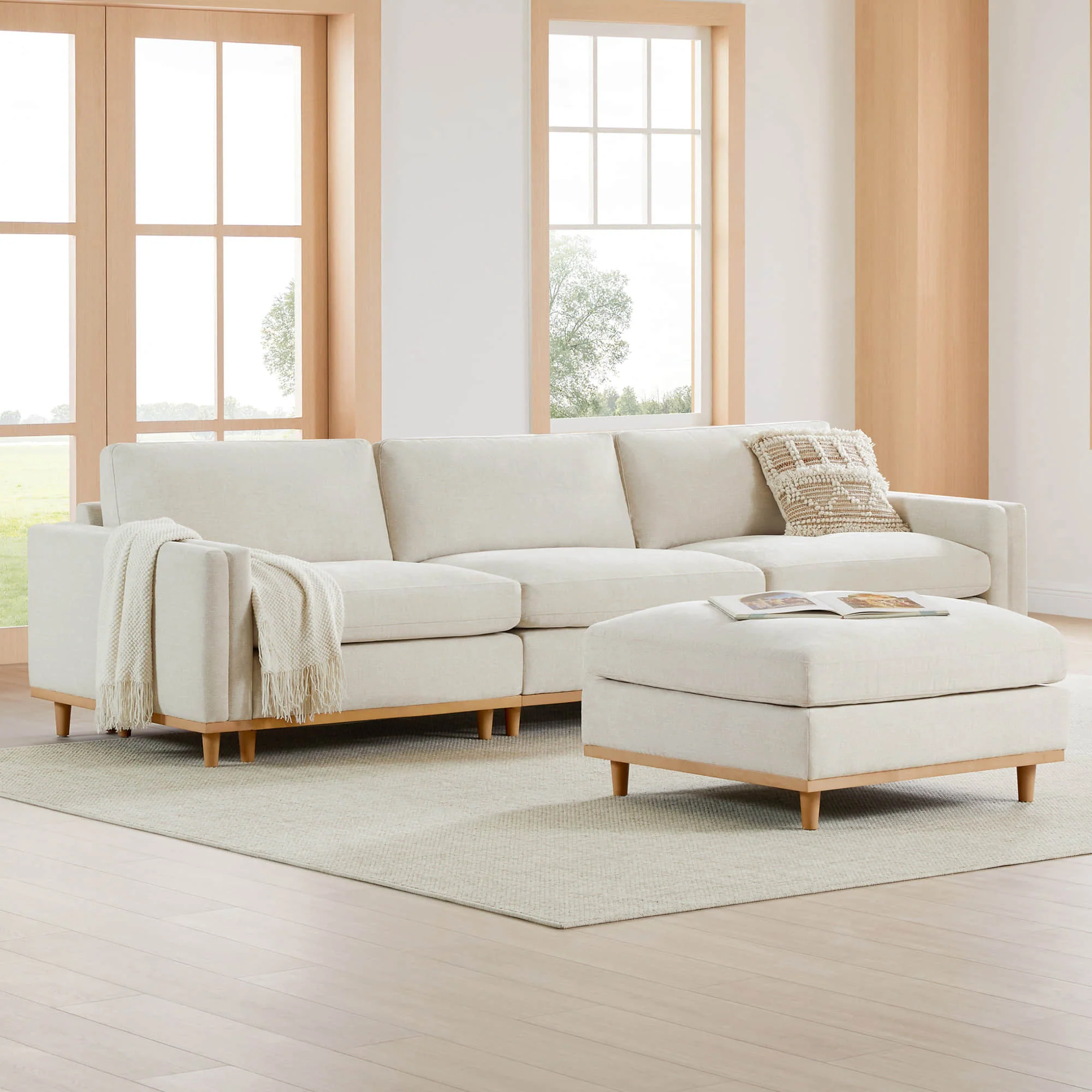 Liam 4-Piece Overstuffed Feather Wood Base Sectional Sofa - Image 2