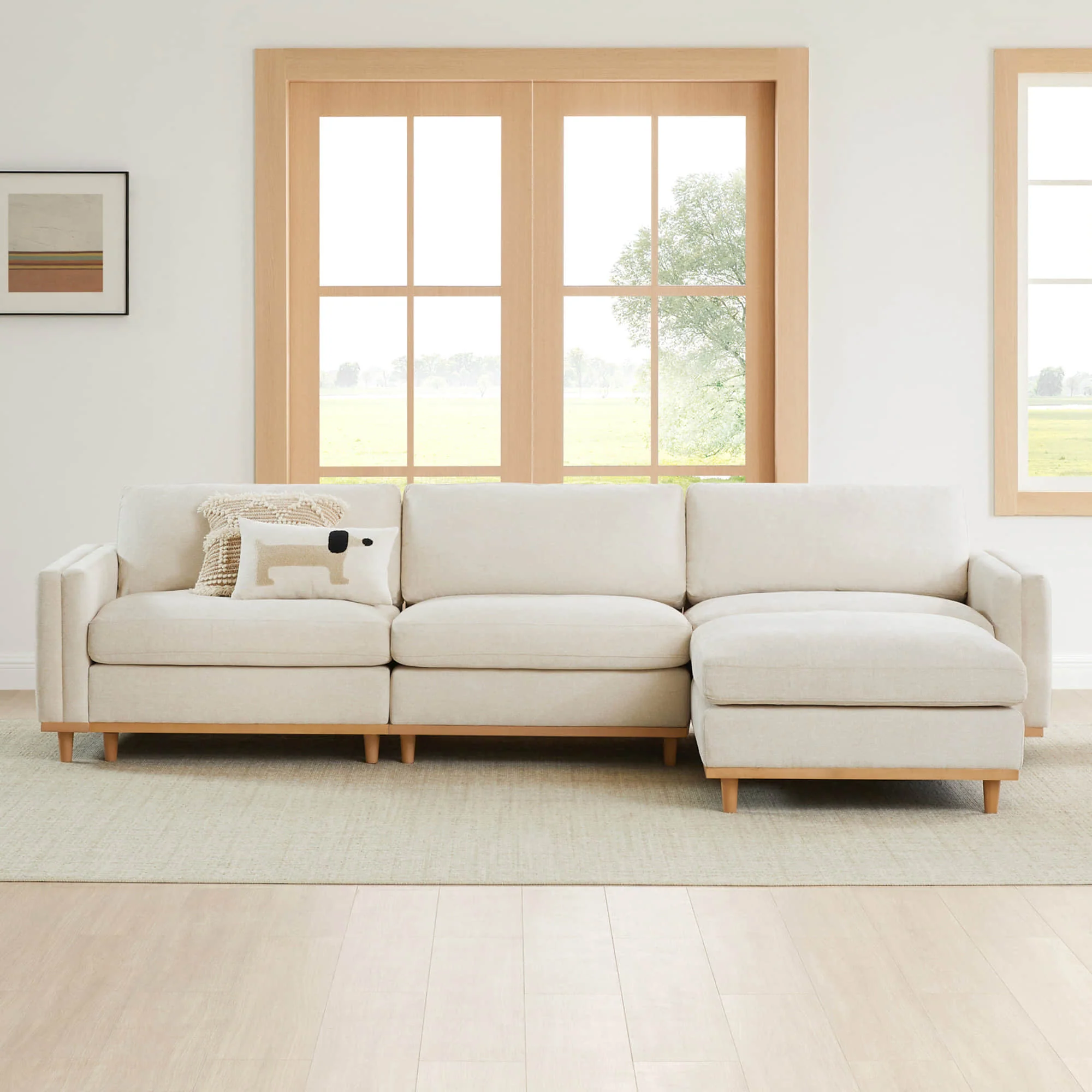 Liam 4-Piece Overstuffed Feather Wood Base Sectional Sofa - Image 3