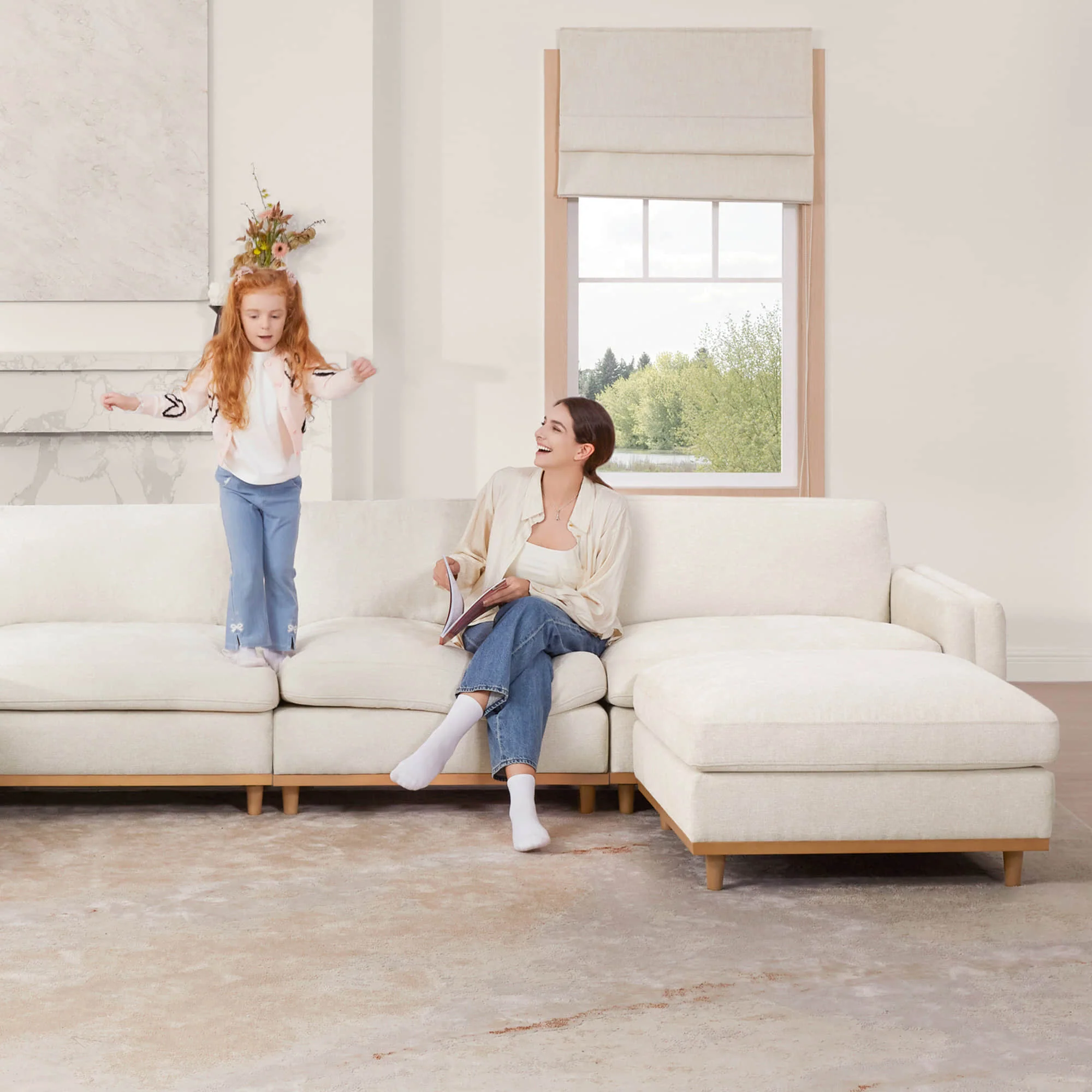 Liam 4-Piece Overstuffed Feather Wood Base Sectional Sofa - Image 5
