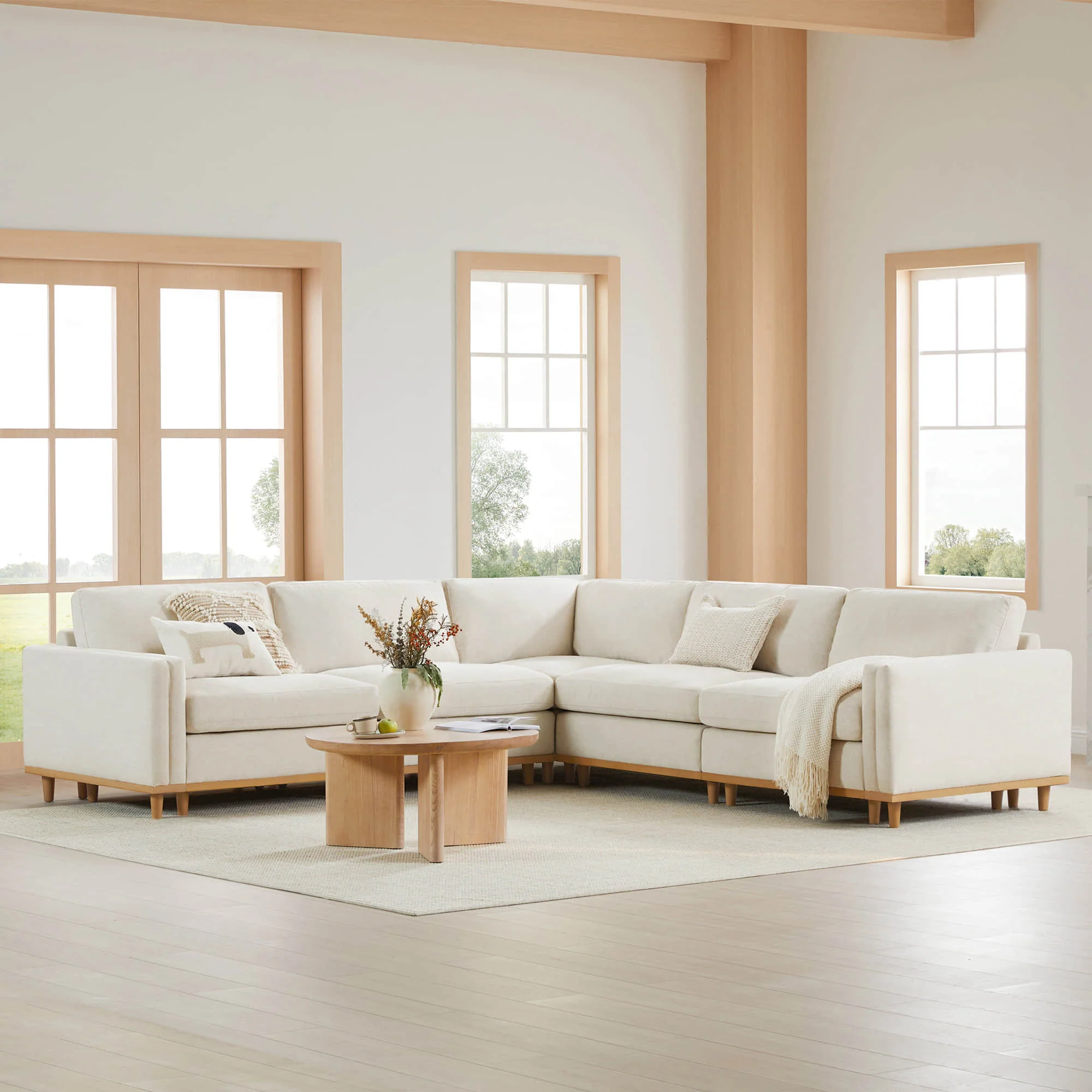 Liam 5-Piece Overstuffed Feather Wood Base Sectional Sofa - Image 18