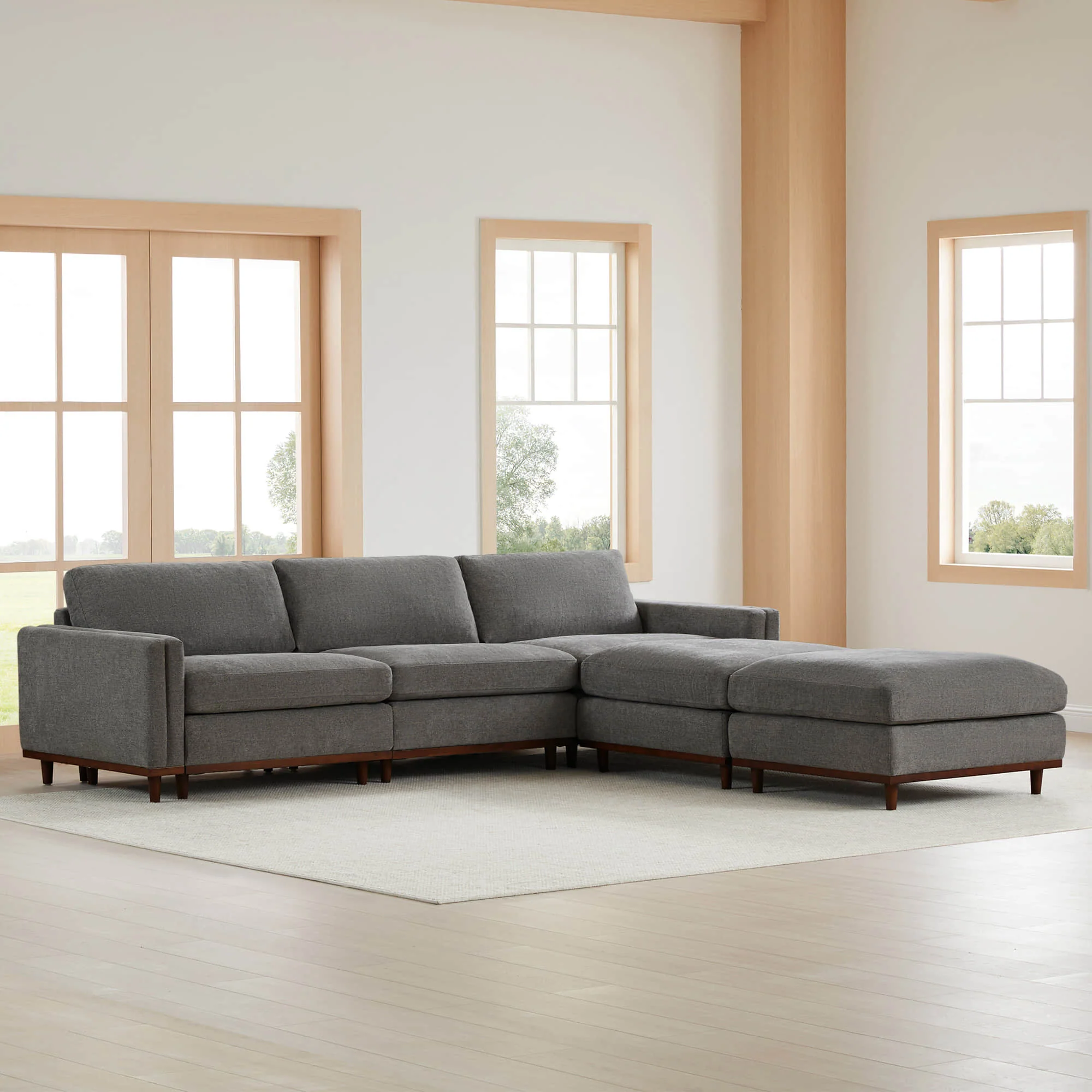 Liam 5-Piece Overstuffed Feather Wood Base Sectional Sofa - Image 41