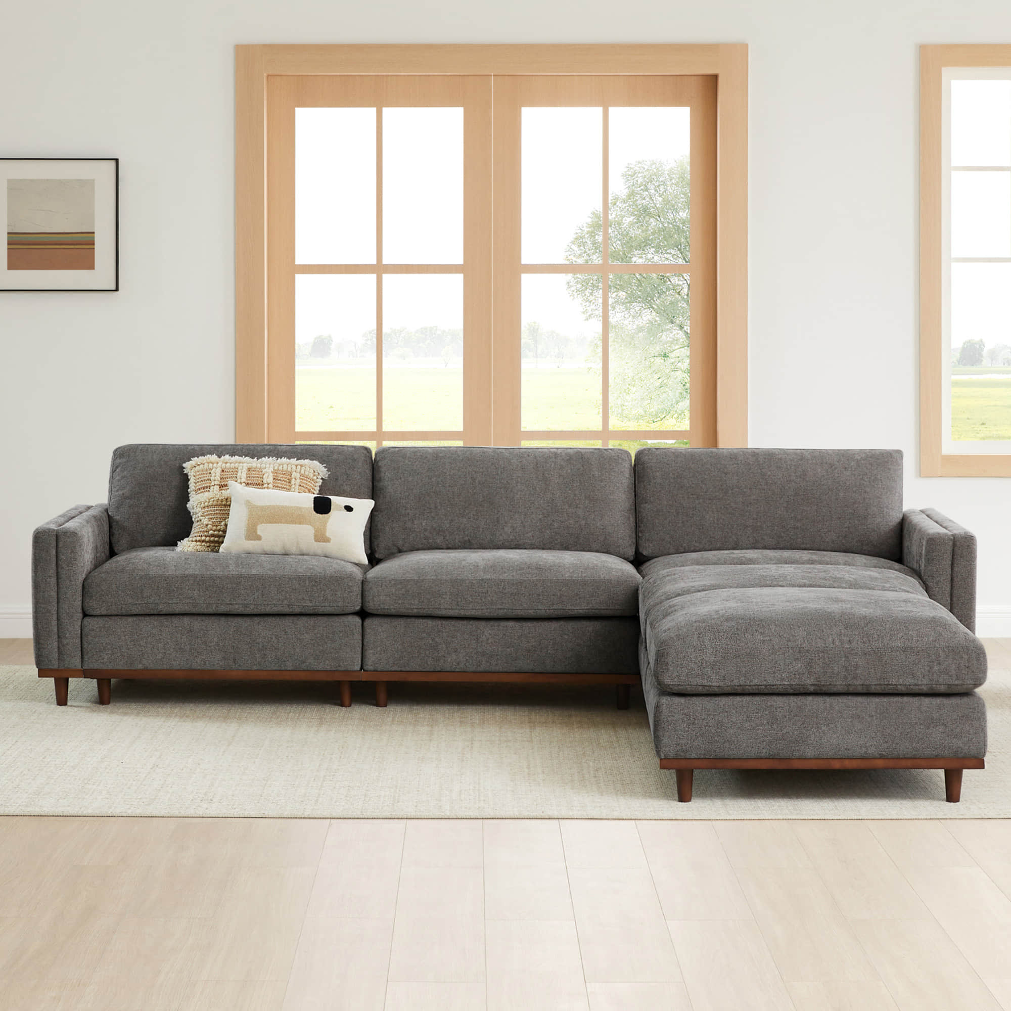 Liam 5-Piece Overstuffed Feather Wood Base Sectional Sofa - Image 43