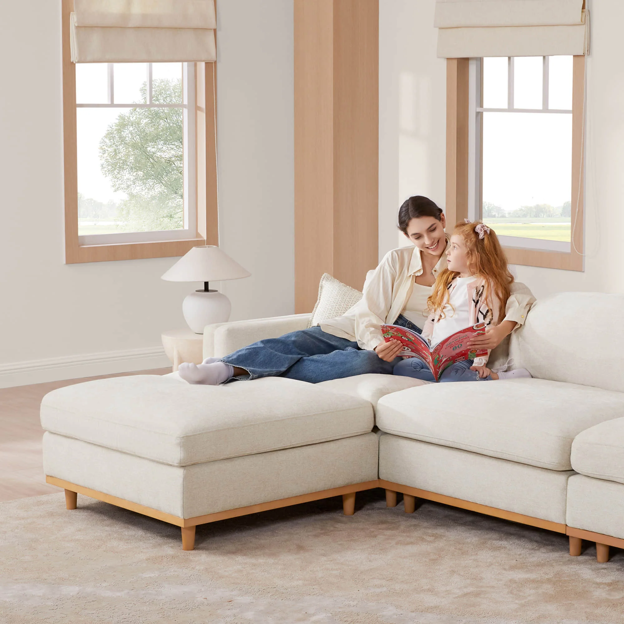 Liam 5-Piece Overstuffed Feather Wood Base Sectional Sofa - Image 6