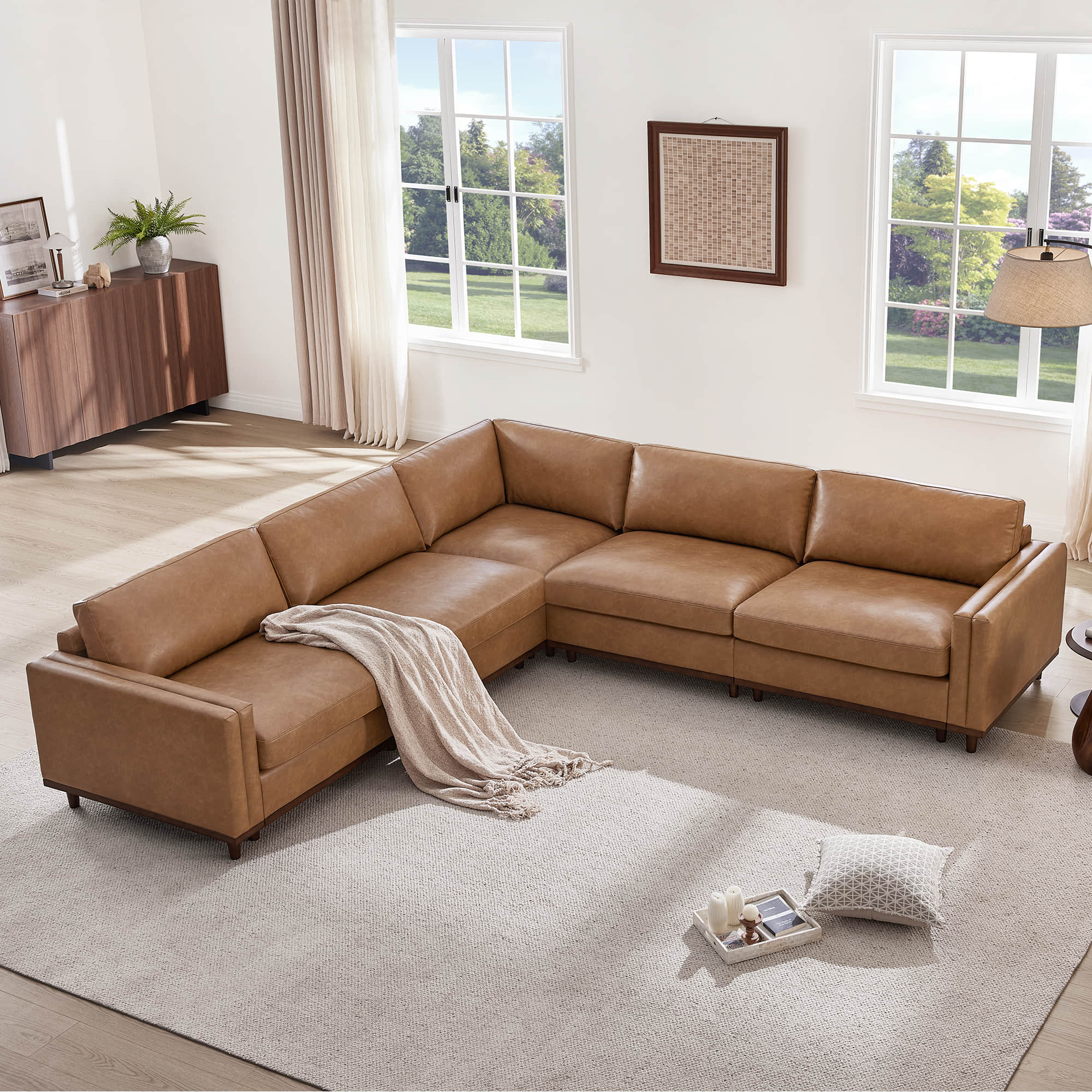 Liam 5-Piece Overstuffed Feather Wood Base Sectional Sofa - Image 81