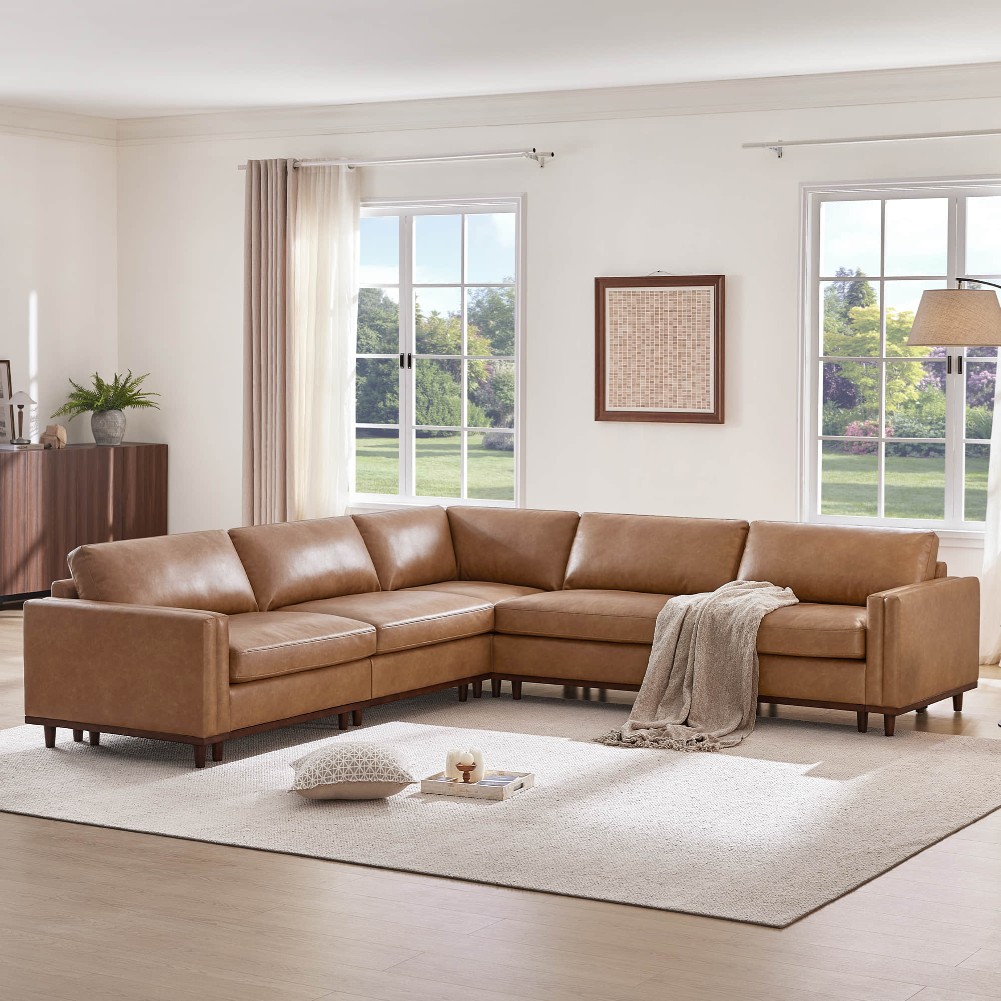 Liam 5-Piece Overstuffed Feather Wood Base Sectional Sofa - Image 83