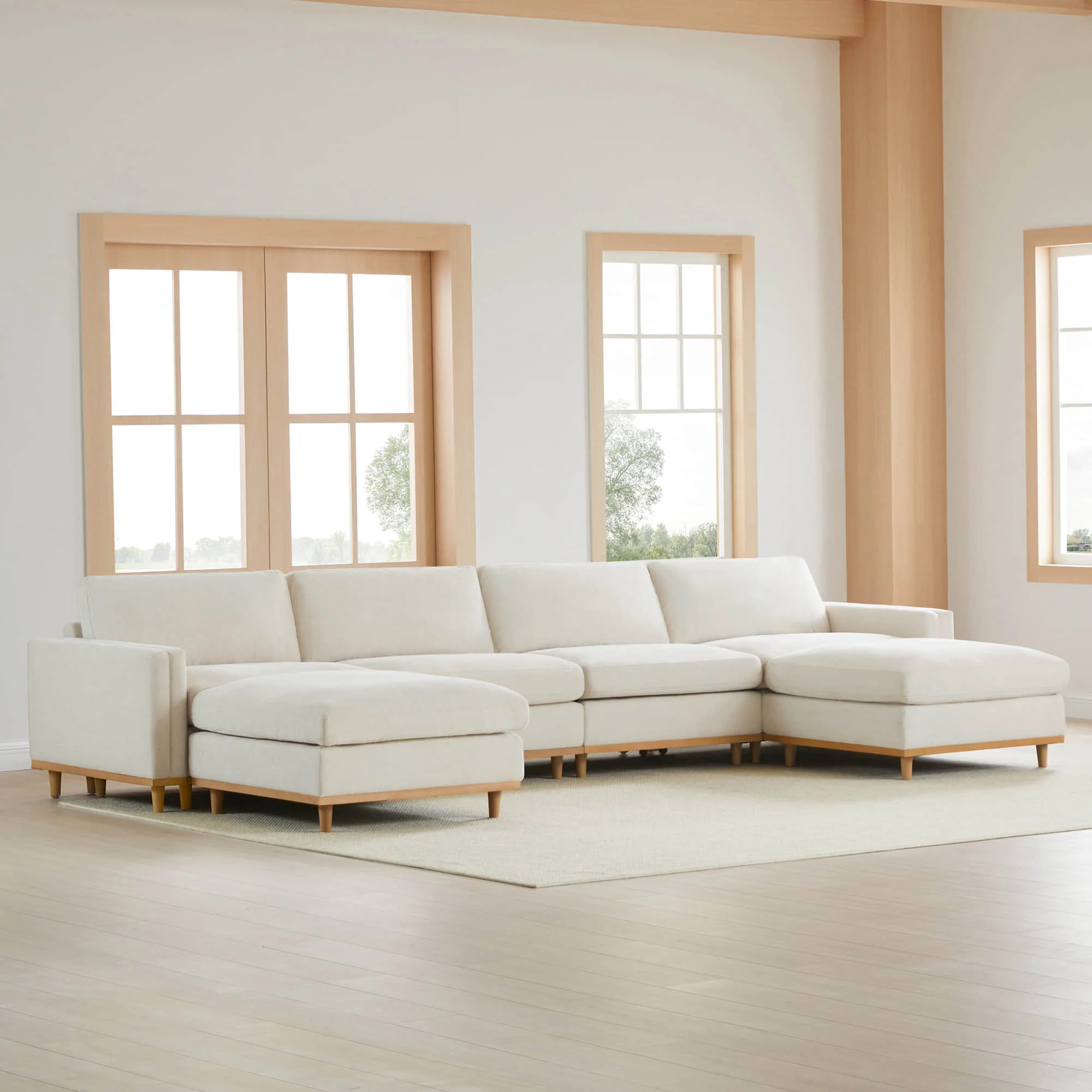 Liam 6-Piece Overstuffed Feather Wood Base Sectional Sofa - Image 3