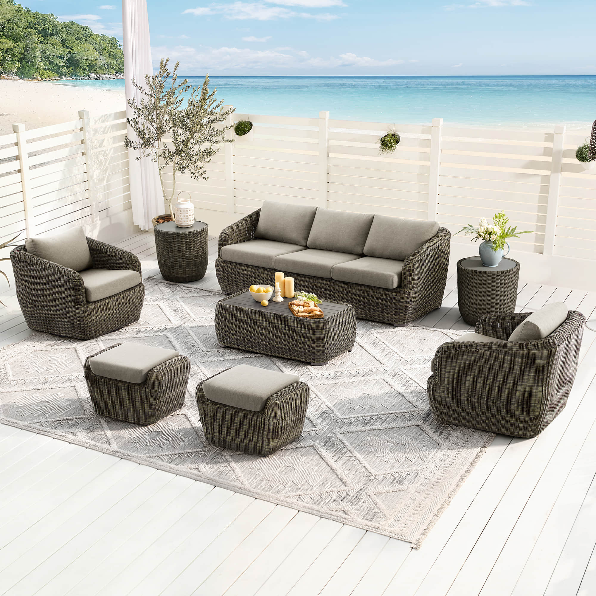 Liana Wicker Outdoor  5 Seats Sofa Set - Image 21