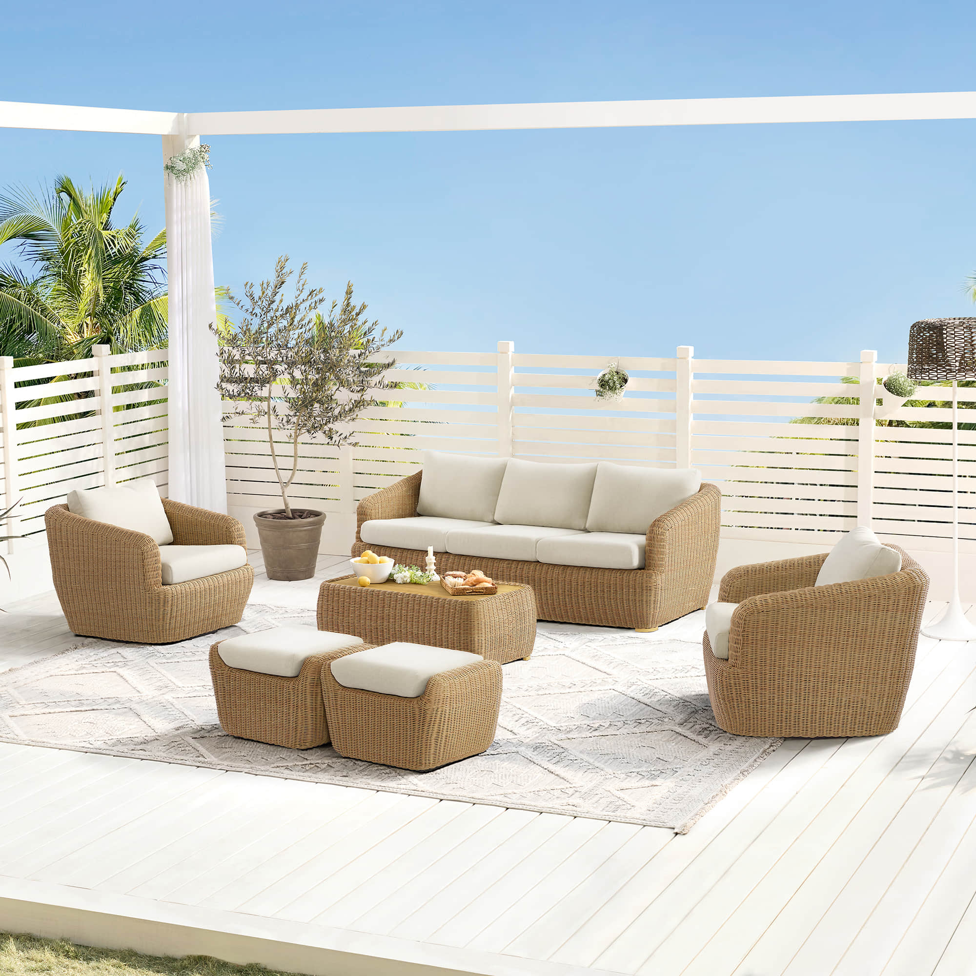 Liana Wicker Outdoor  5 Seats Sofa Set - Image 6