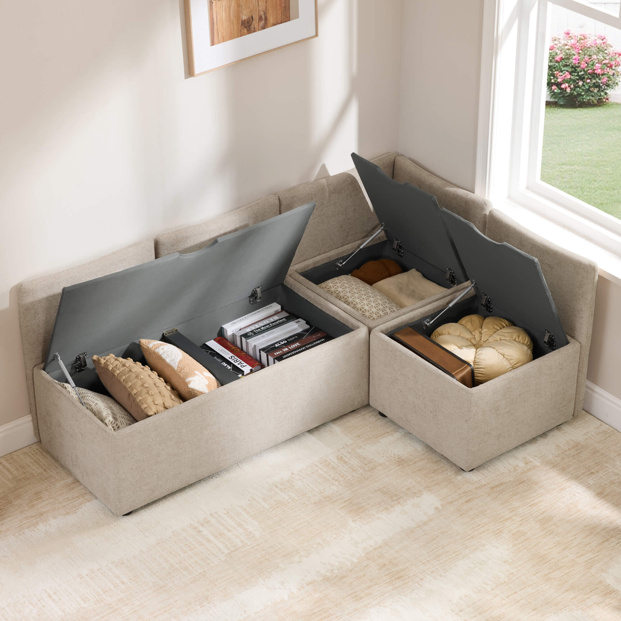 Lila 5-Seat Dining Banquette with Storage - Image 2