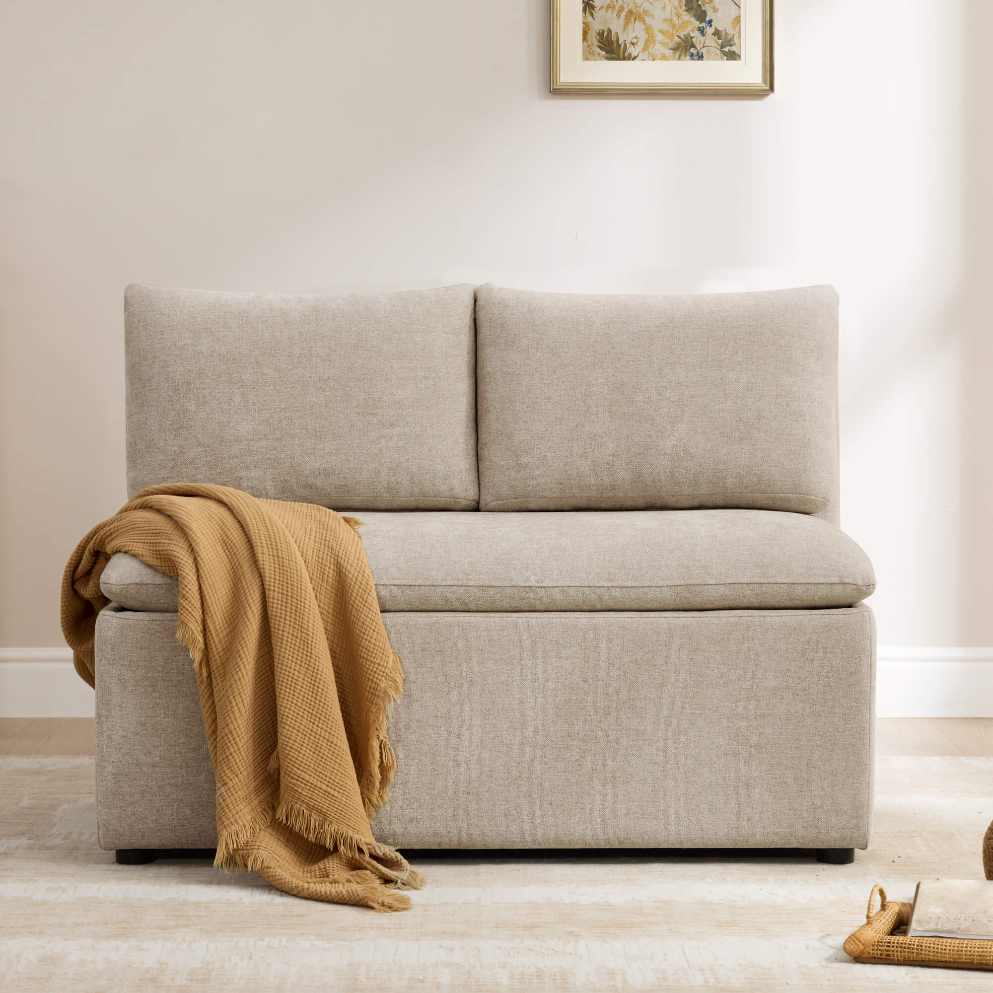 Lila Minimalist Built-in Storage Dining Banquette Bench