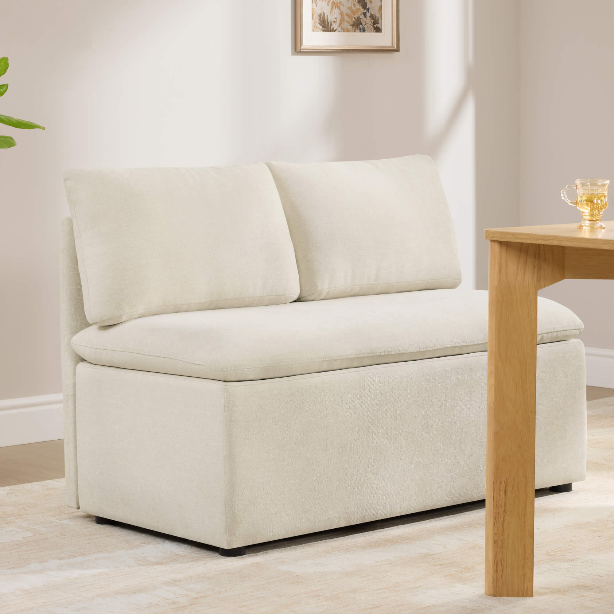 Lila Minimalist Built-in Storage Dining Banquette Bench - Image 2