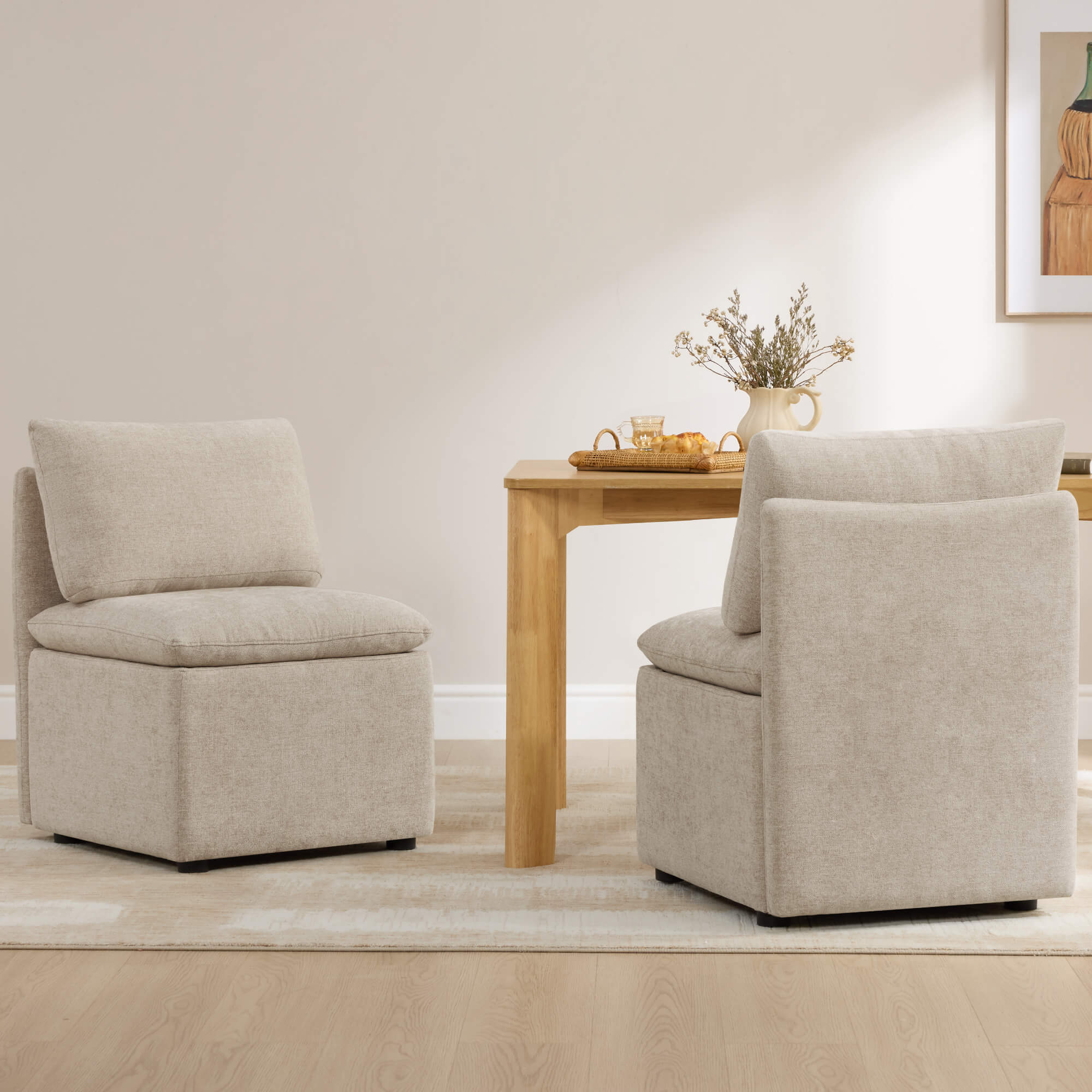 Lila Minimalist Armless Dining Chair with Storage - Image 2