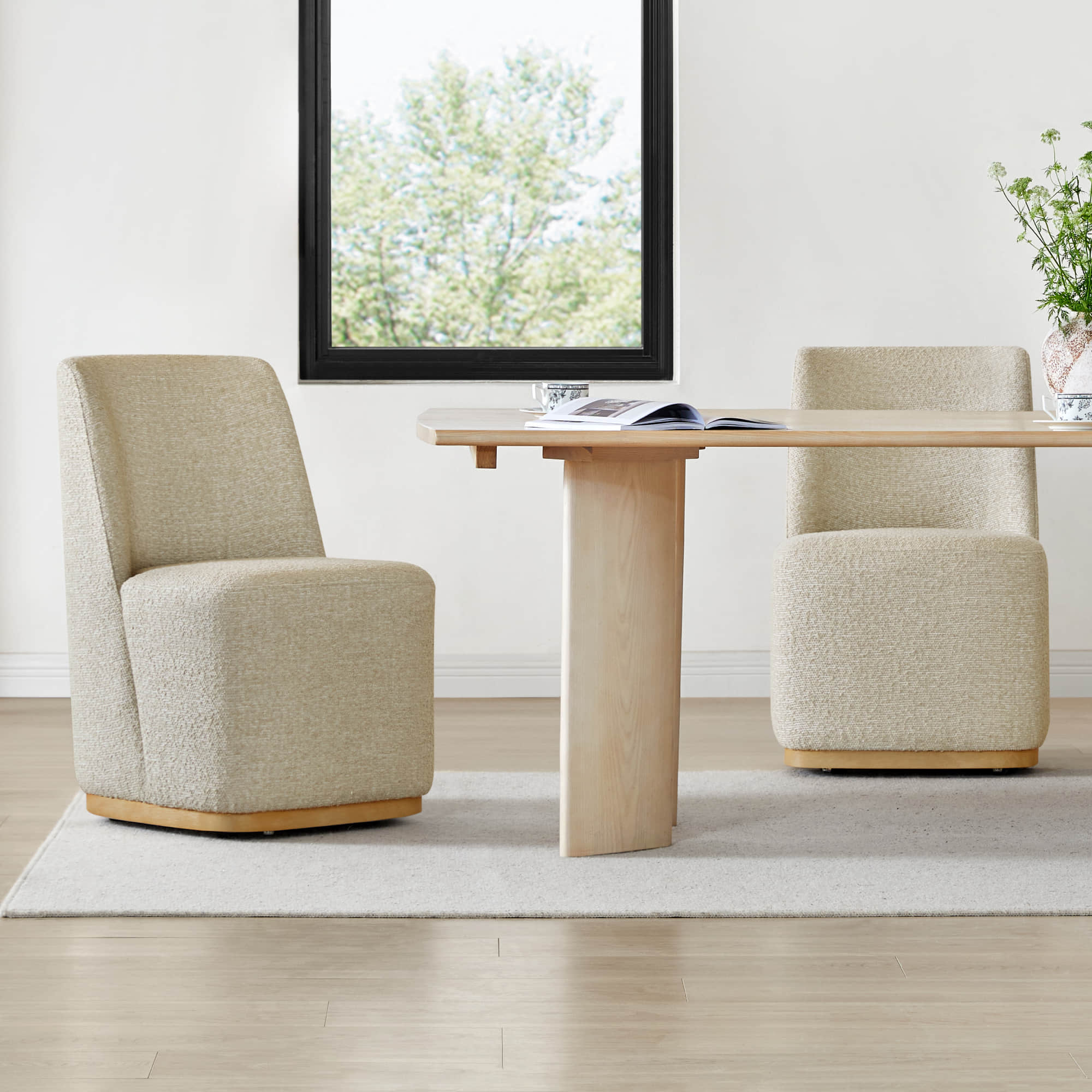 Lilibet Wingback Rolling Dining Chair With Casters - Image 5