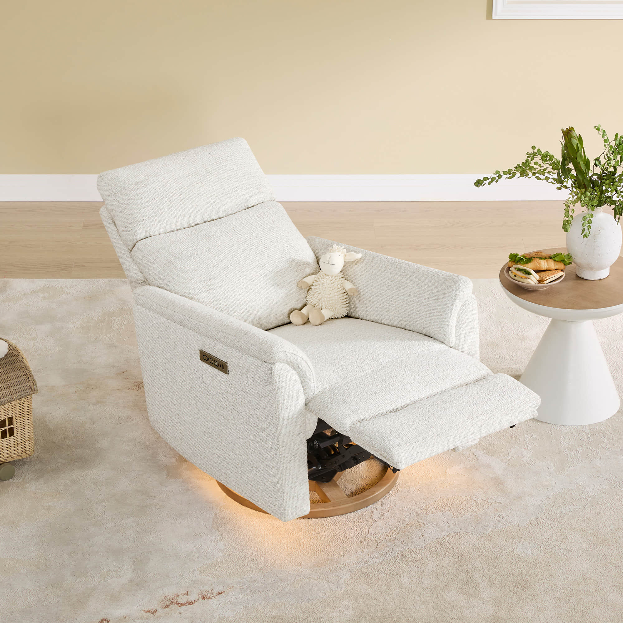 Lulla Power Swivel Nursery Glider Recliner with Power Headrest and Nightlight - Image 3