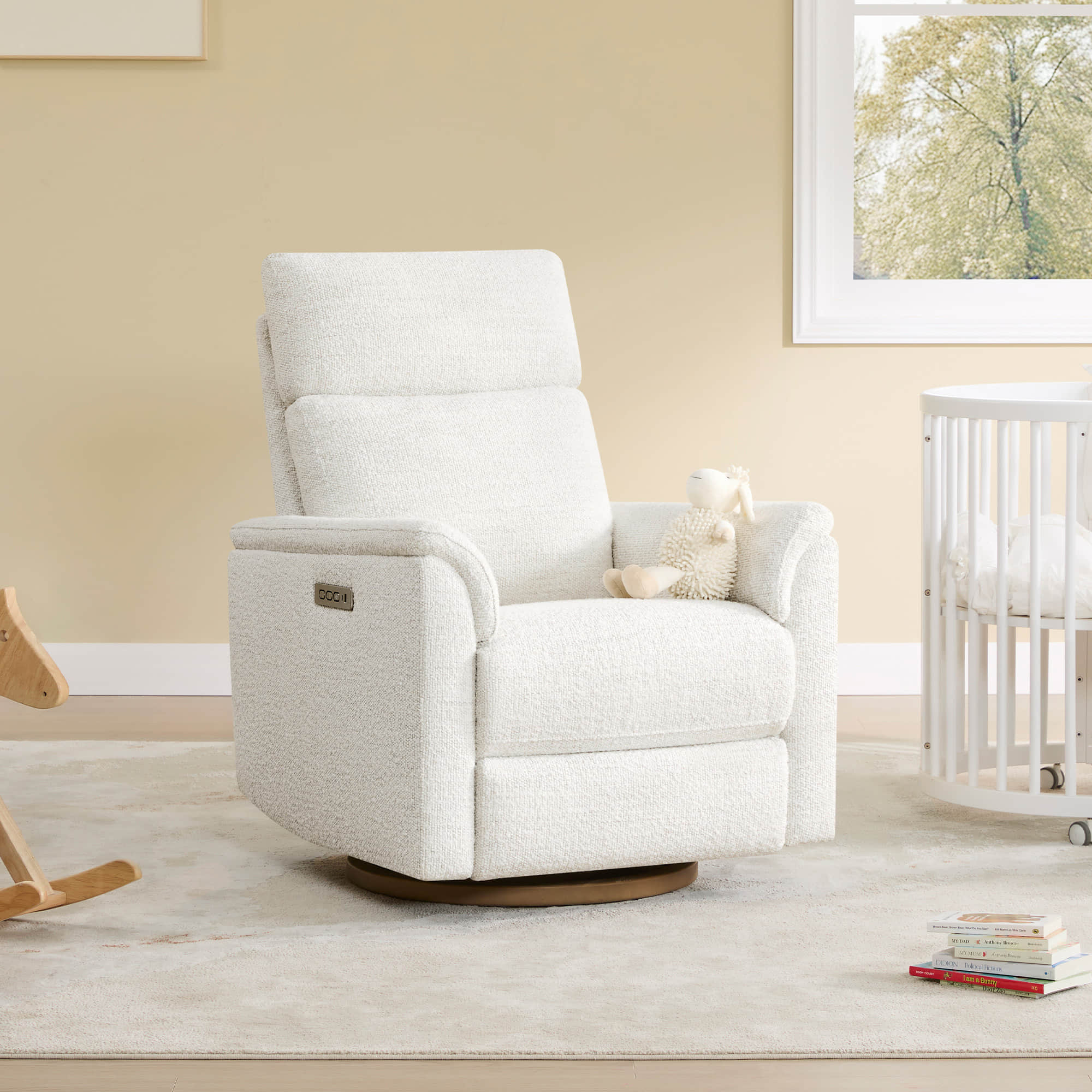 Lulla Power Swivel Nursery Glider Recliner with Power Headrest and Nightlight - Image 35