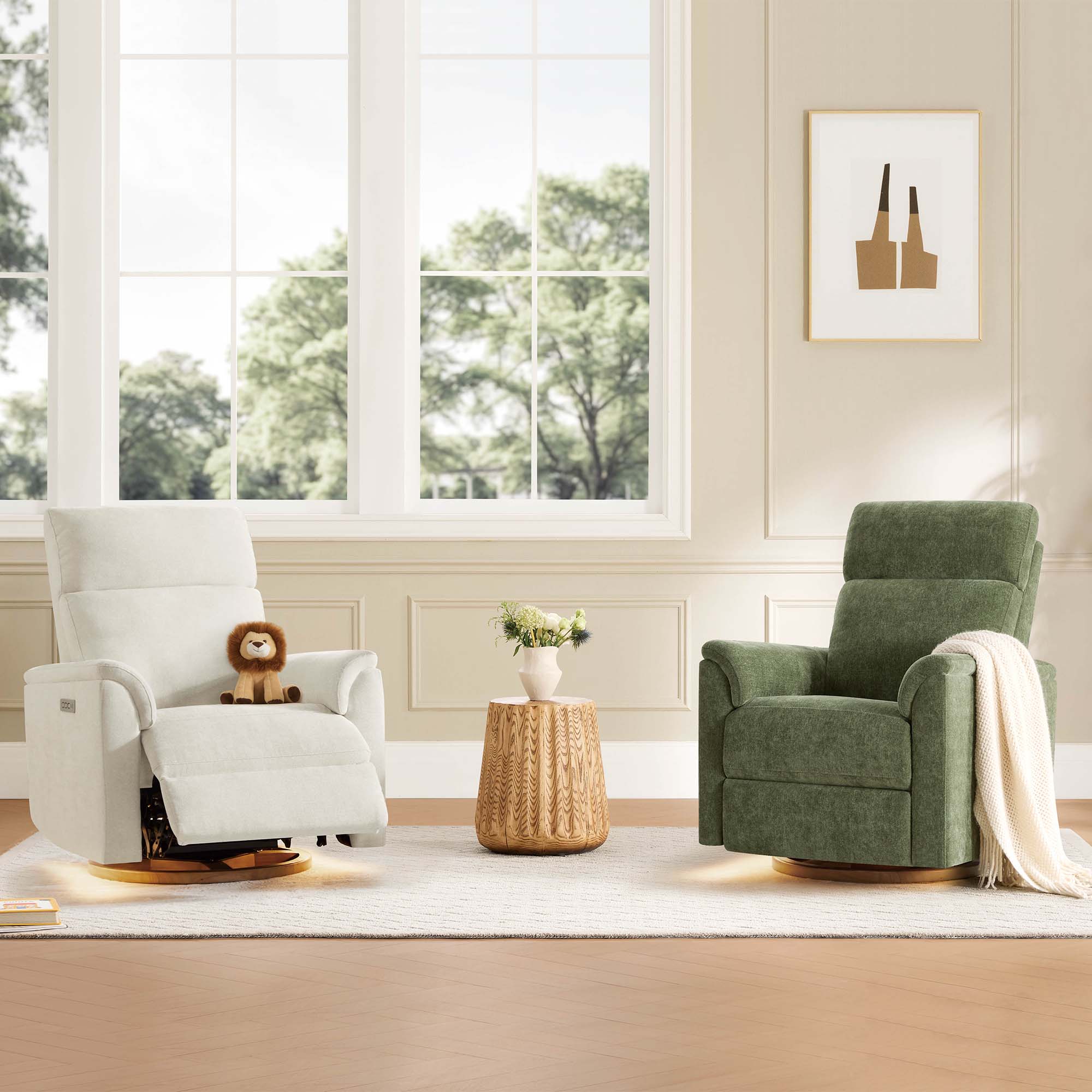 Lulla Power Swivel Nursery Glider Recliner with Power Headrest and Nightlight - Image 40
