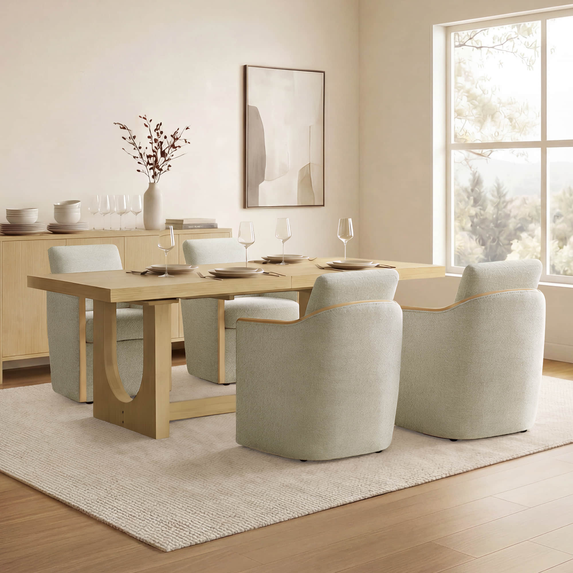Margie U-Shaped Wood Extendable Dining Table, 78"-95.9" - Image 9