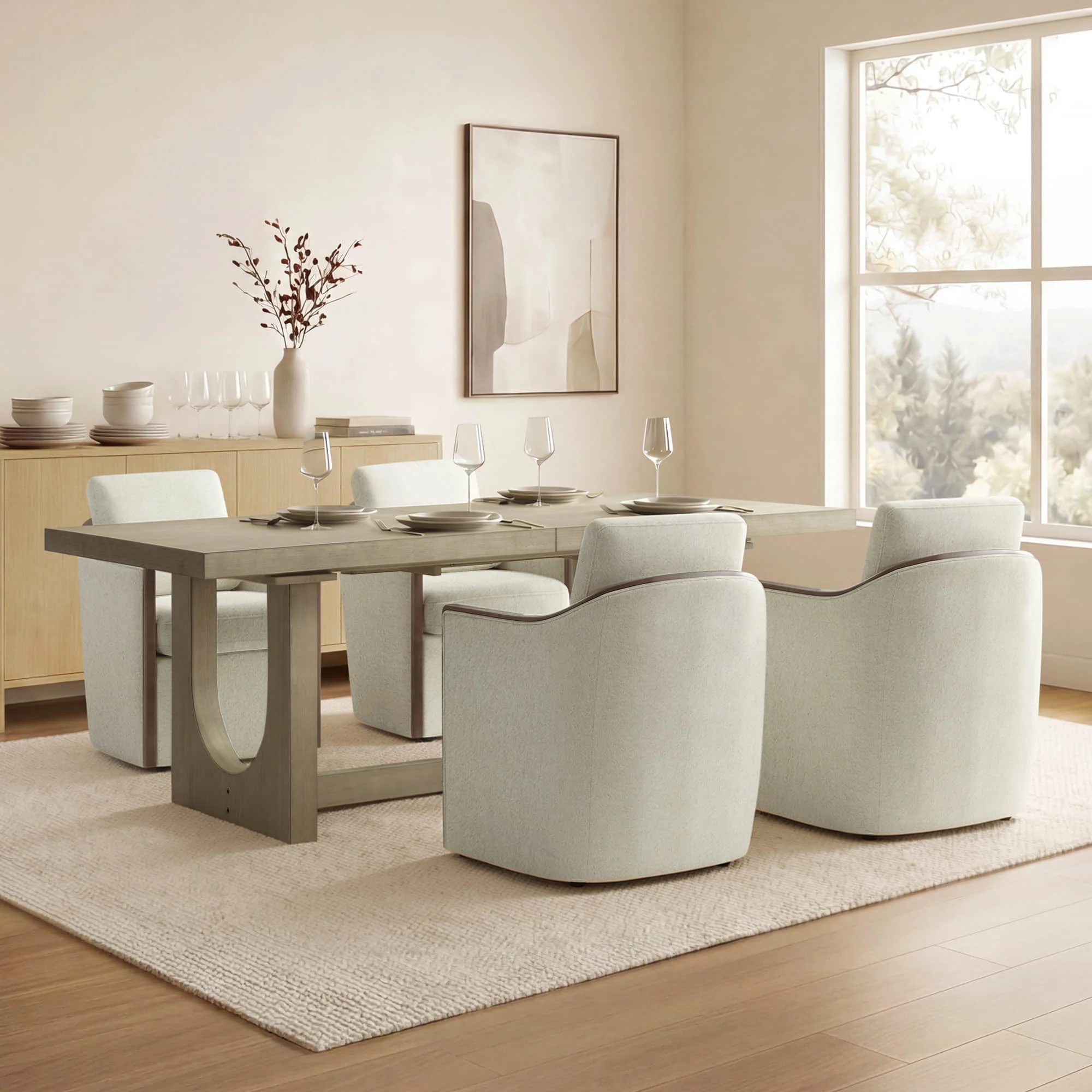 Margie U-Shaped Wood Extendable Dining Table, 78"-95.9" - Image 11