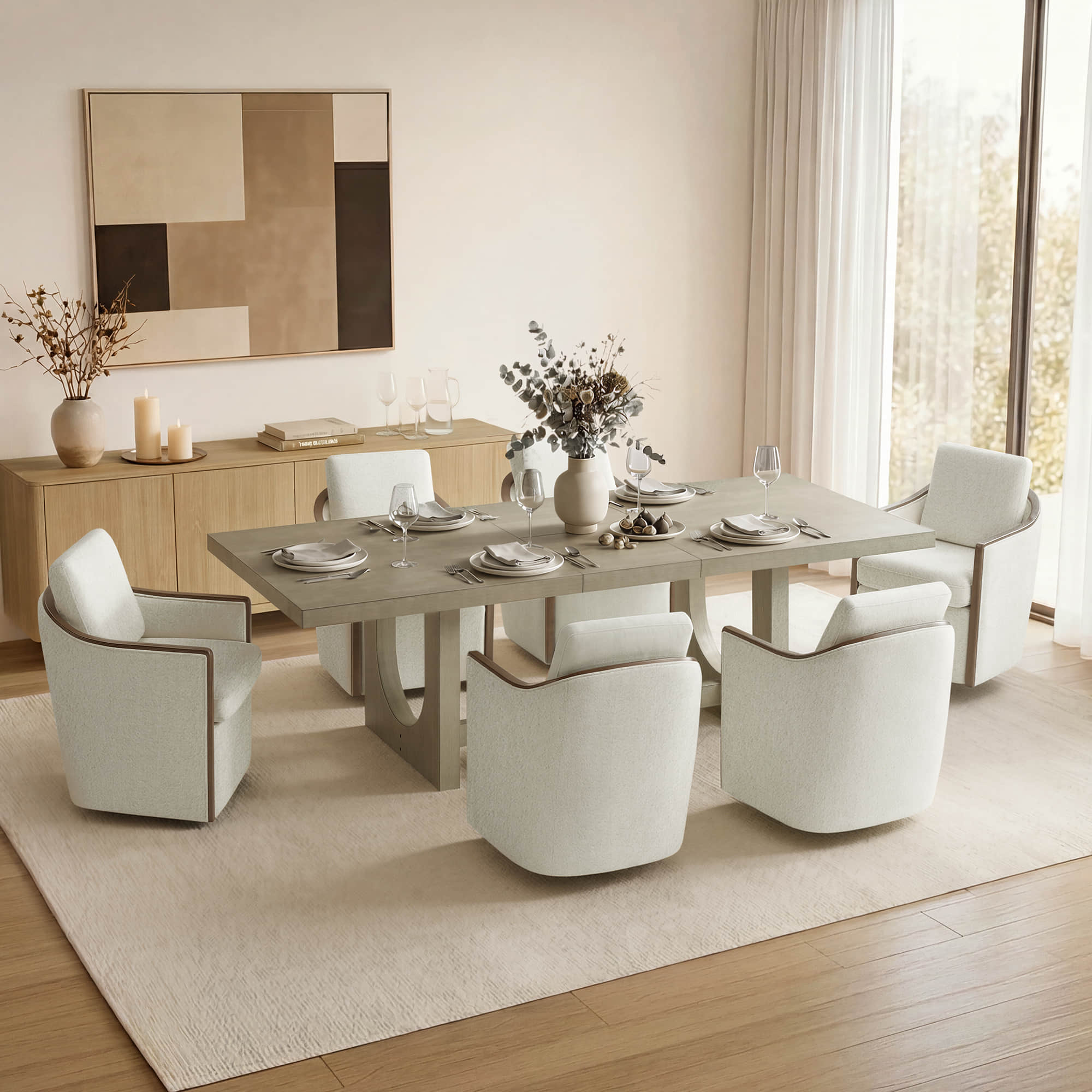Margie U-Shaped Wood Extendable Dining Table, 78"-95.9" - Image 15