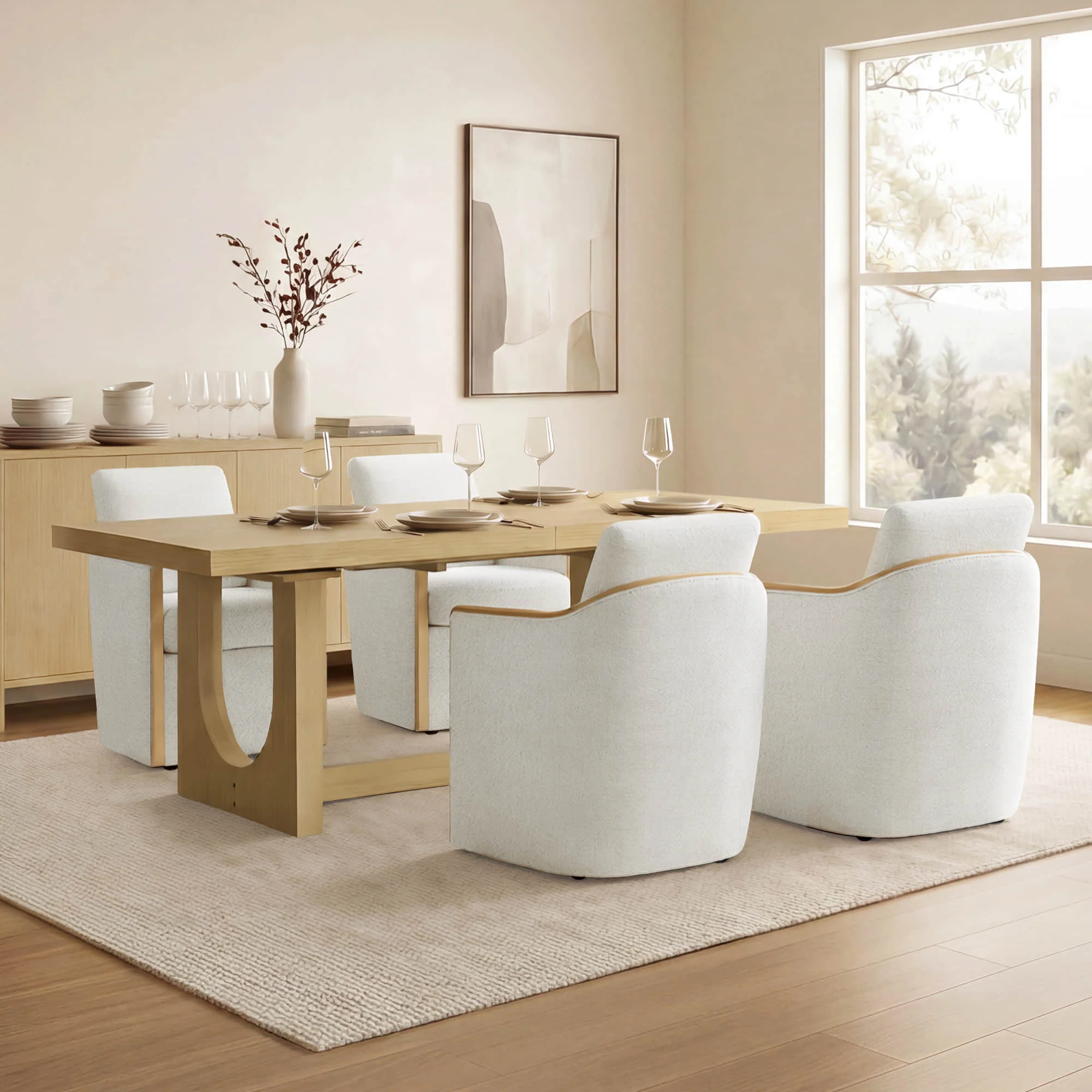Margie U-Shaped Wood Extendable Dining Table, 78"-95.9" - Image 3
