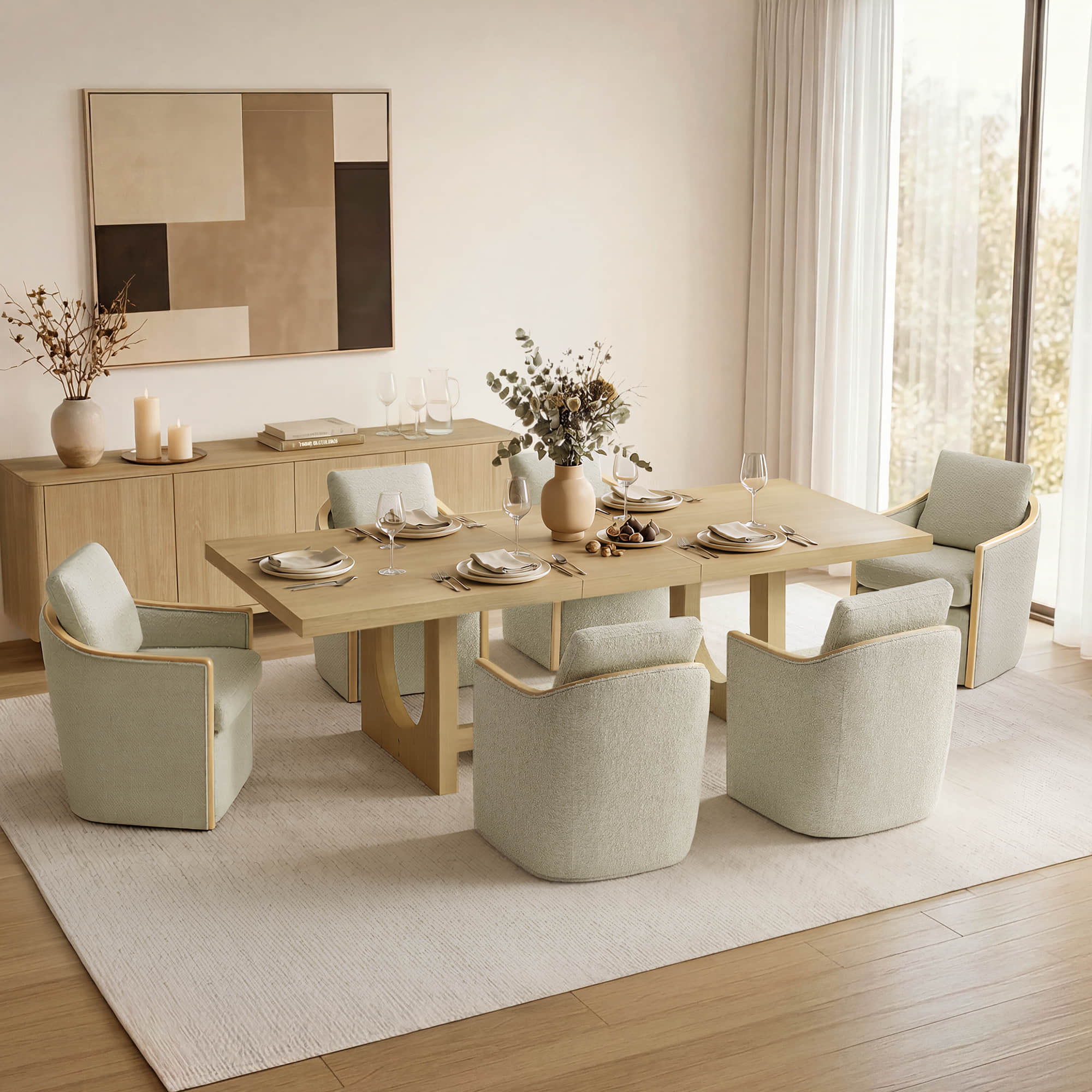 Margie U-Shaped Wood Extendable Dining Table, 78"-95.9" - Image 6