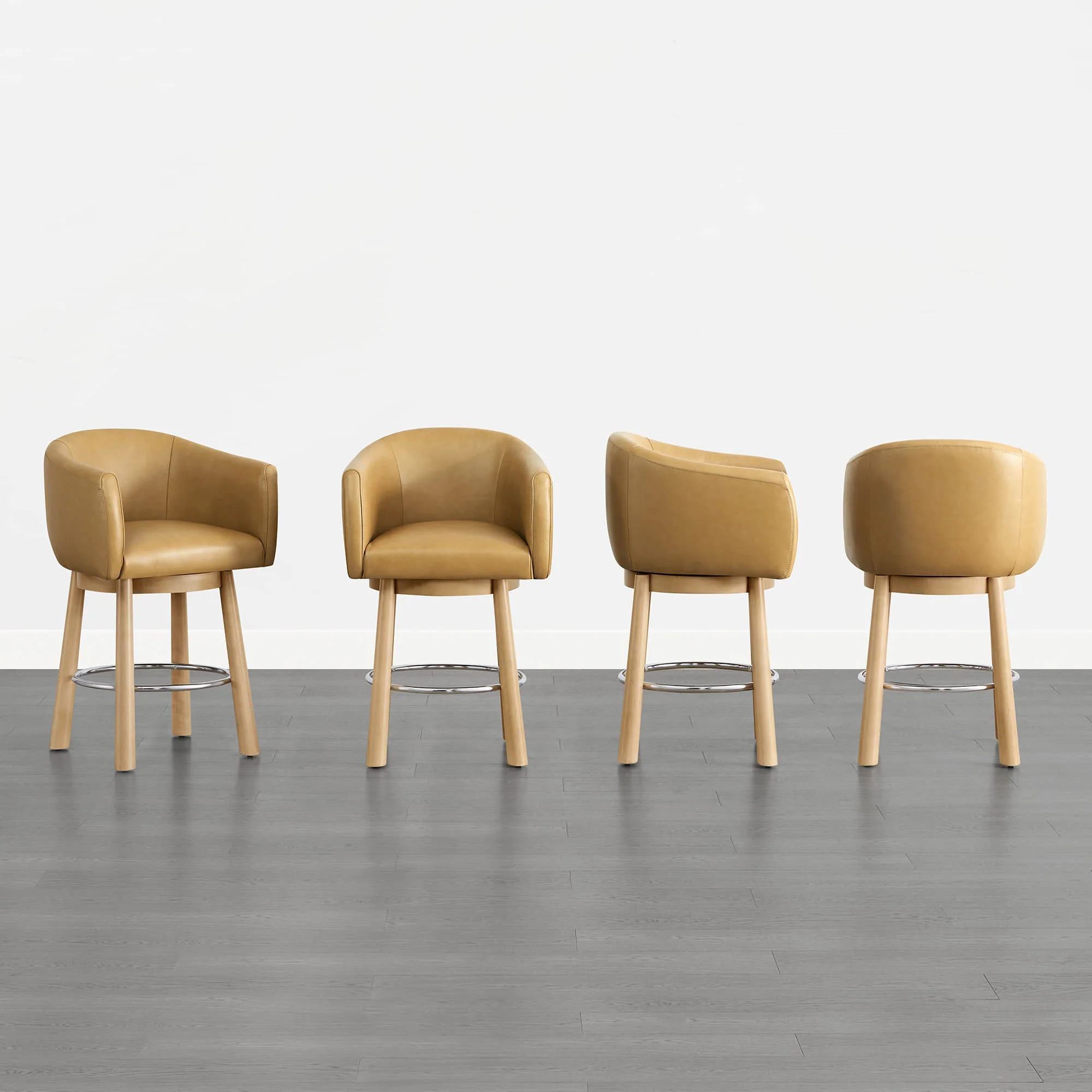 Mateo Barrel Genuine Leather Swivel Bar Stool (Set of 2) - Image 13