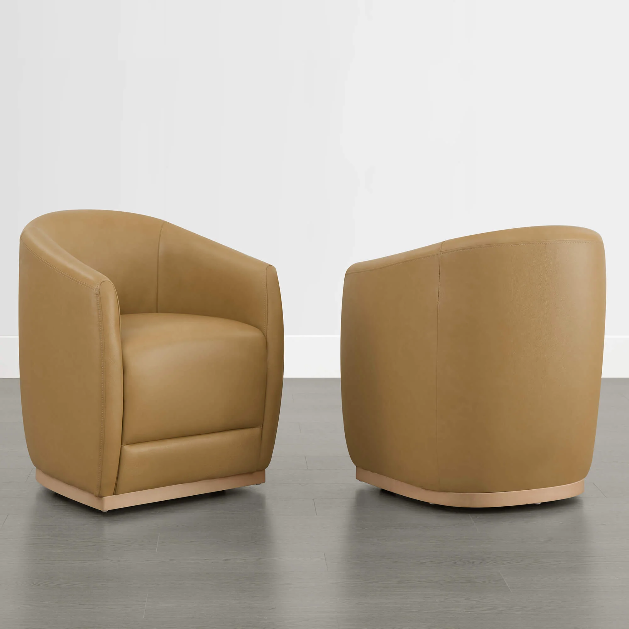 Mateo Curved Genuine Leather Rolling Dining Chair (Set of 2) - Image 24