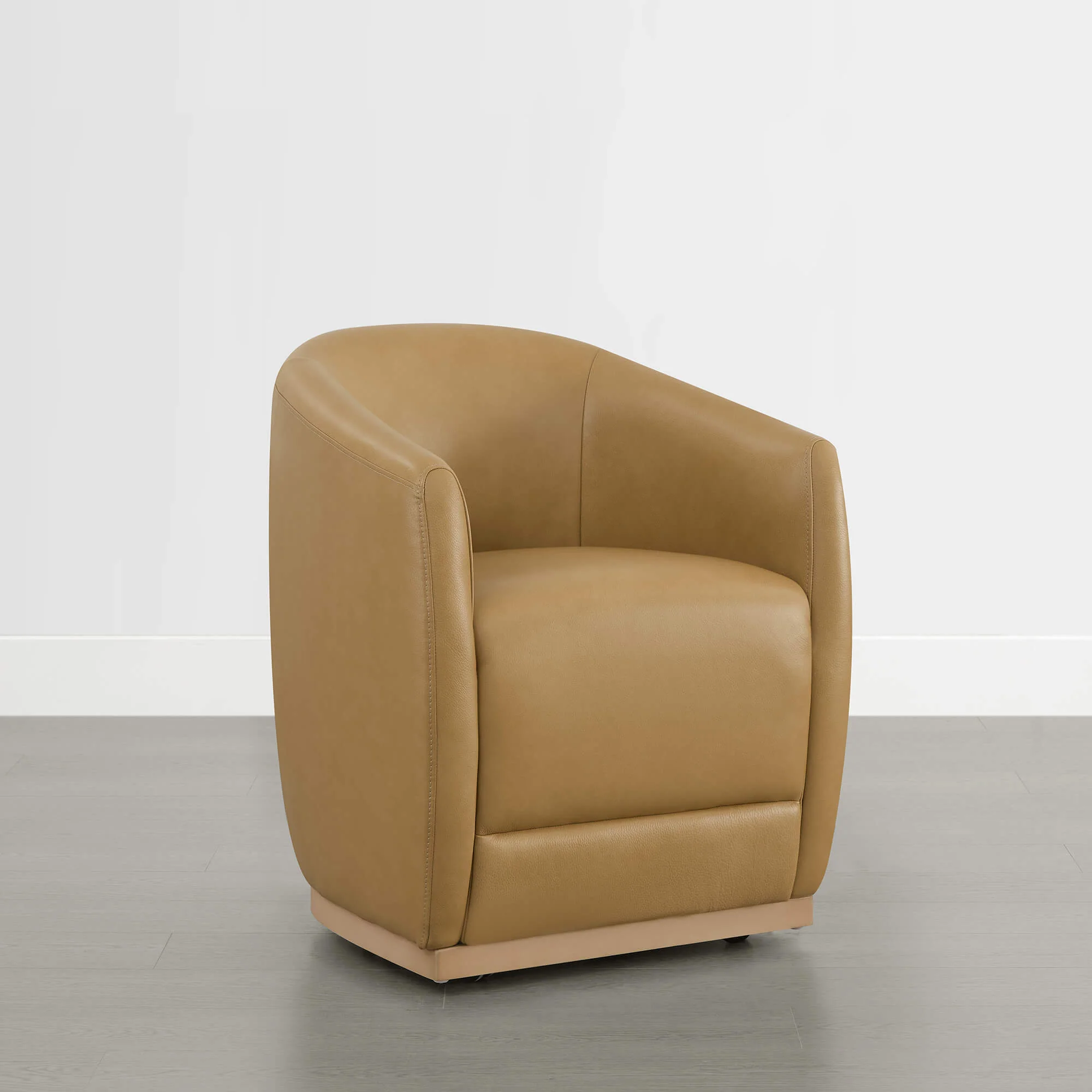 Mateo Curved Genuine Leather Rolling Dining Chair (Set of 2) - Image 28