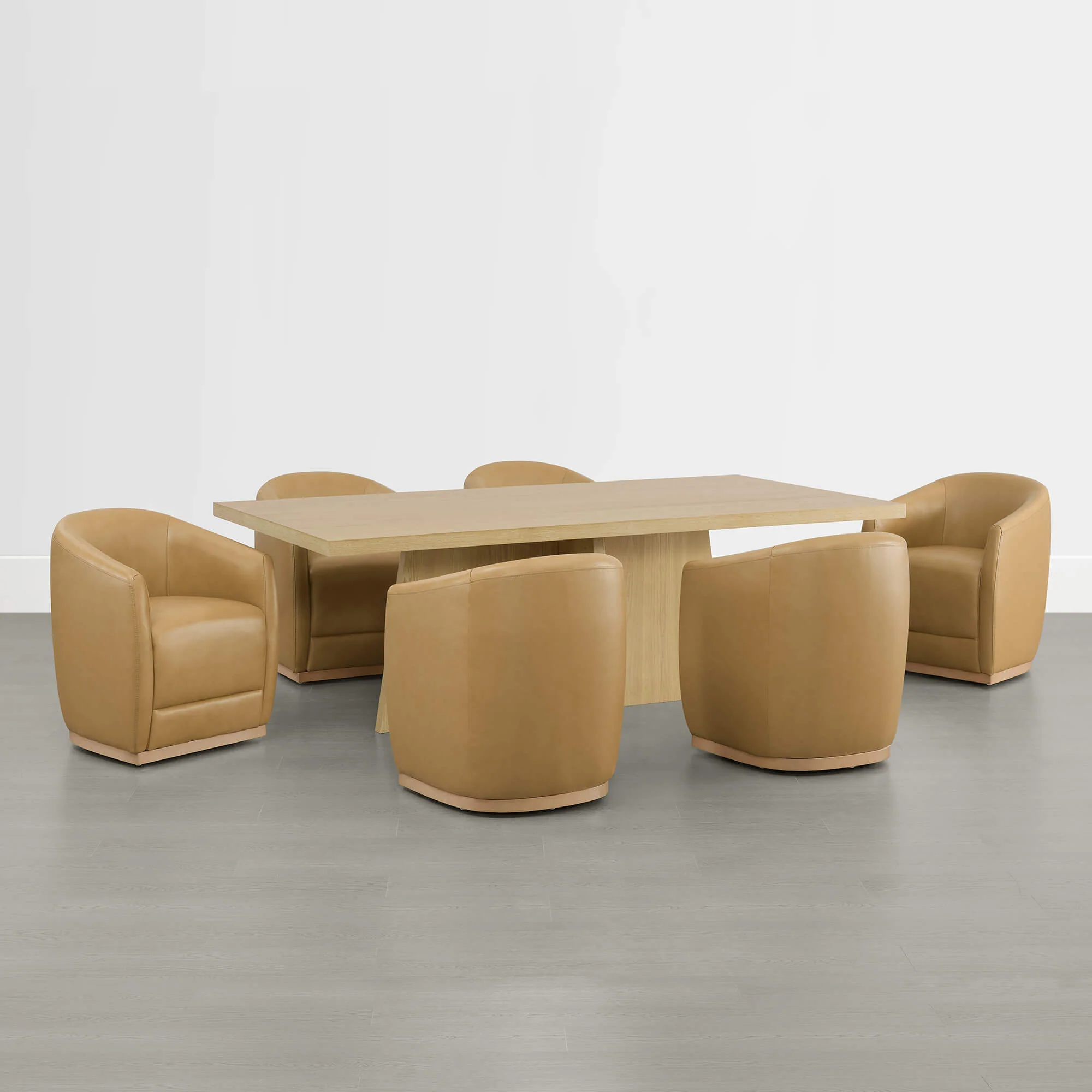Mateo Curved Genuine Leather Rolling Dining Chair (Set of 2) - Image 29