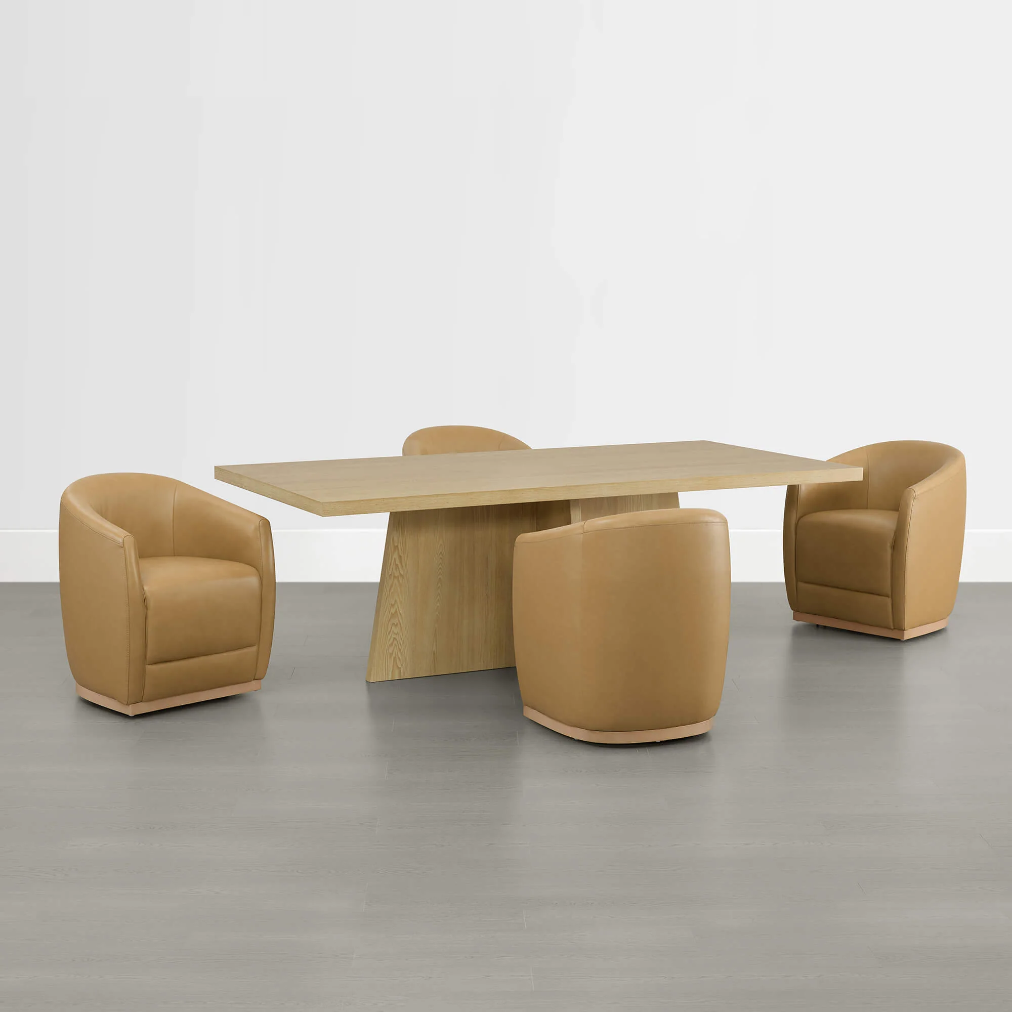 Mateo Curved Genuine Leather Rolling Dining Chair (Set of 2) - Image 30