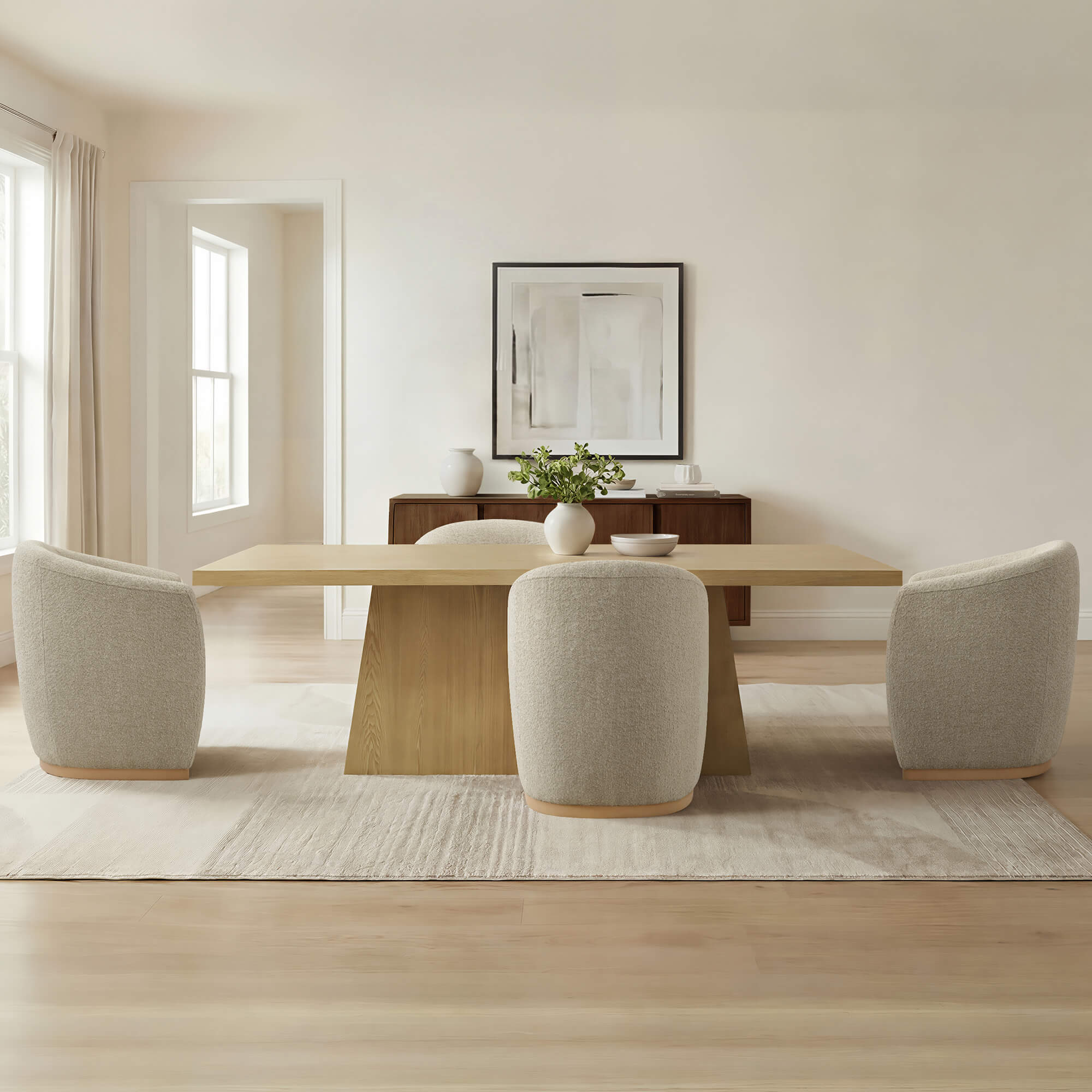 Mateo Curved Genuine Leather Rolling Dining Chair (Set of 2) - Image 45