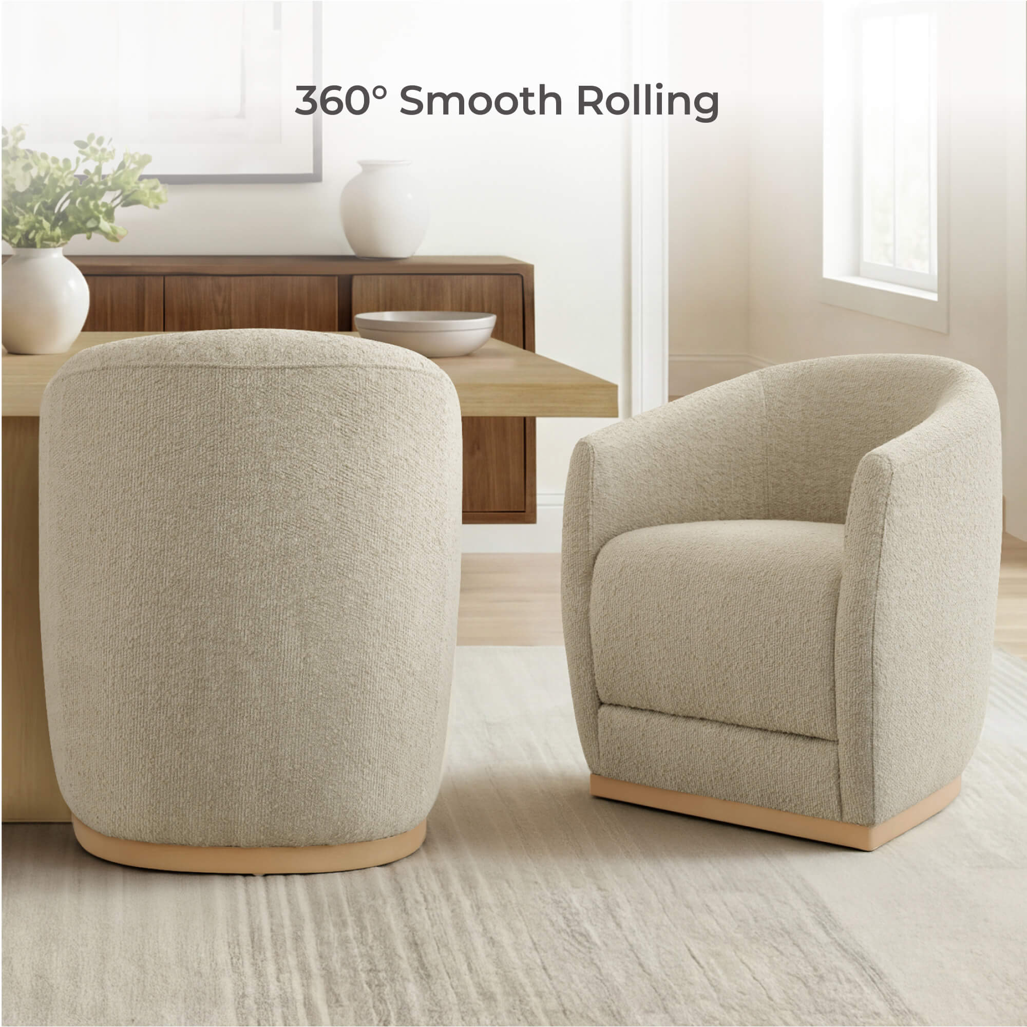 Mateo Curved Genuine Leather Rolling Dining Chair (Set of 2) - Image 58