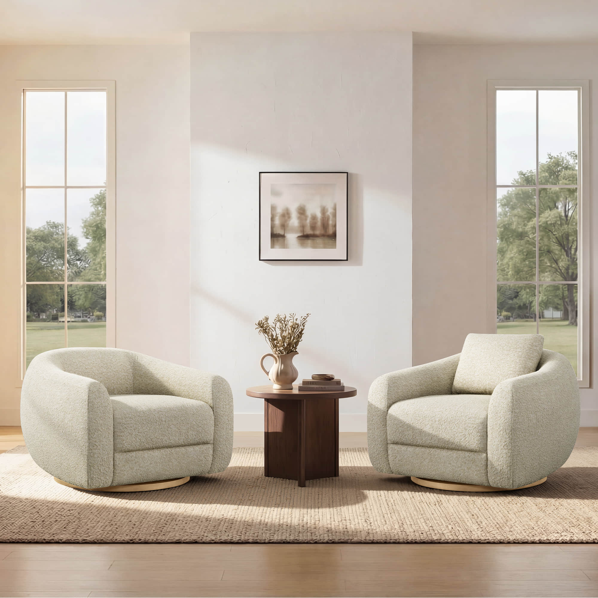 Mateo Modern Genuine Leather Swivel Accent Chair - Image 15
