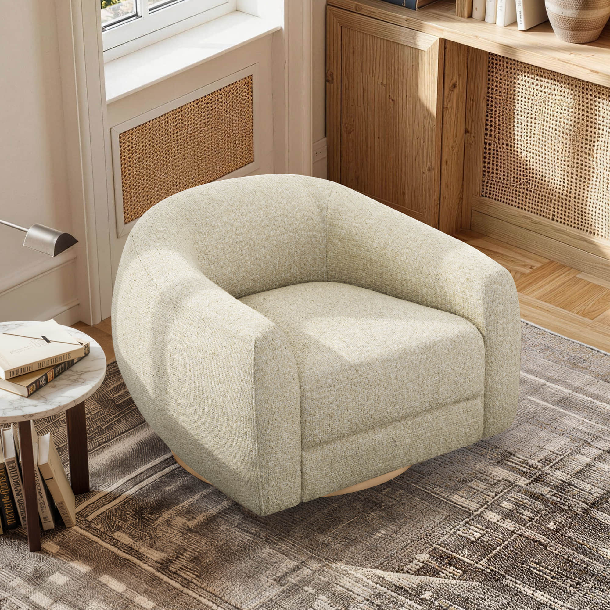 Mateo Modern Genuine Leather Swivel Accent Chair - Image 16